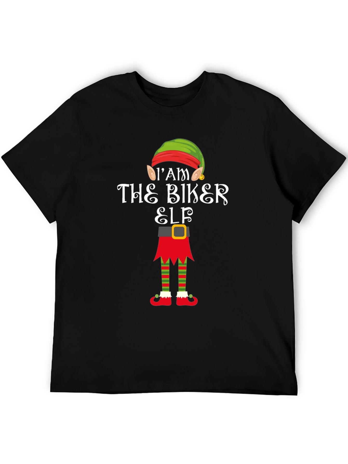 Im The Biker Elf T-Shirt Funny Christmas Tee