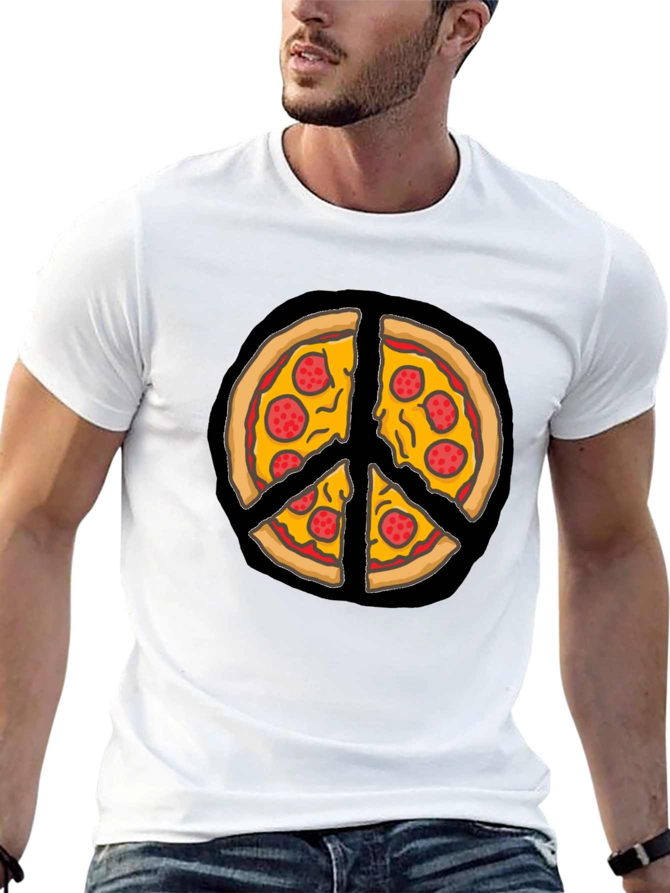 Pizza Peace Sign Graphic T-Shirt