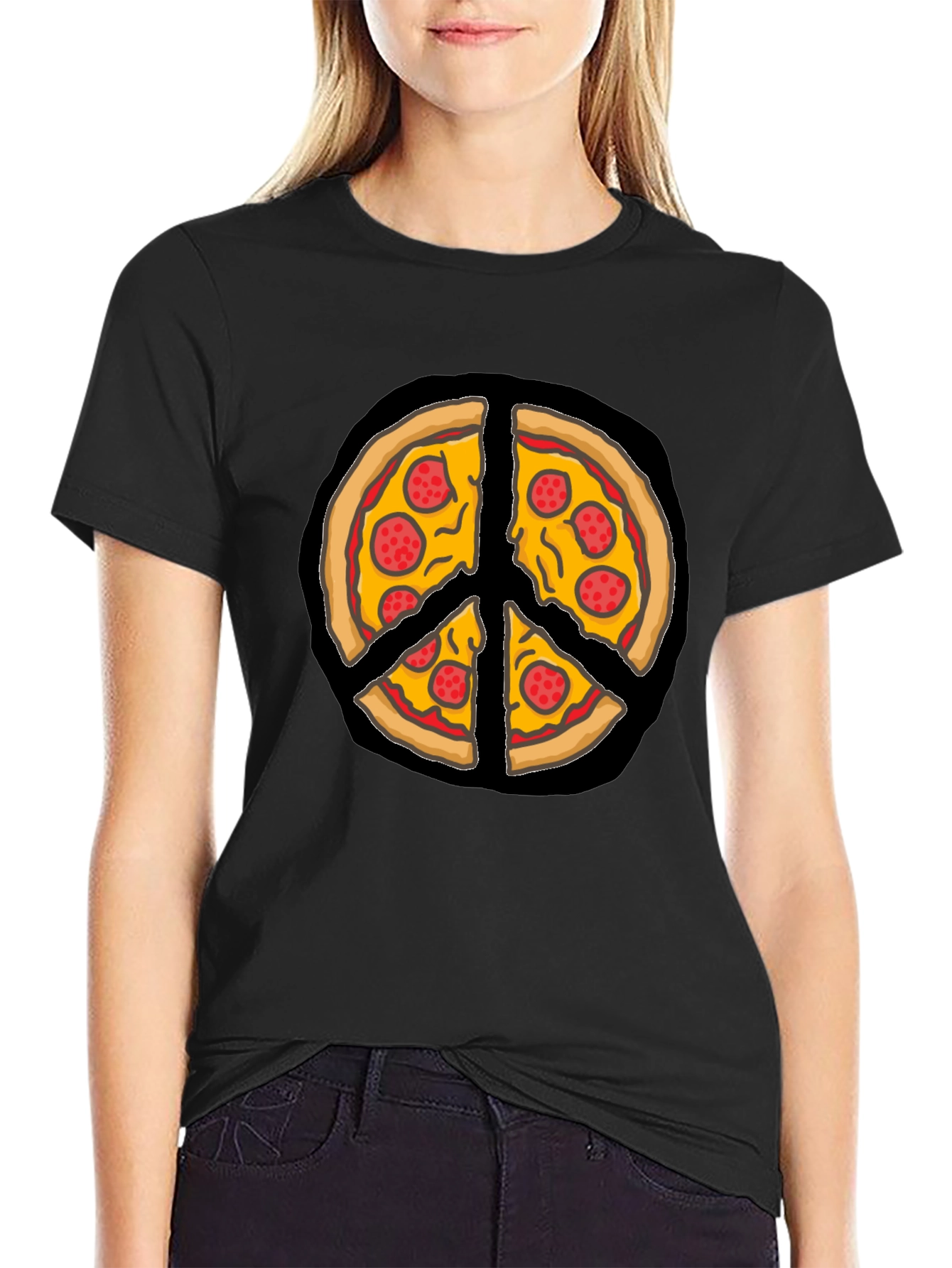 Pizza Peace Sign Graphic T-Shirt