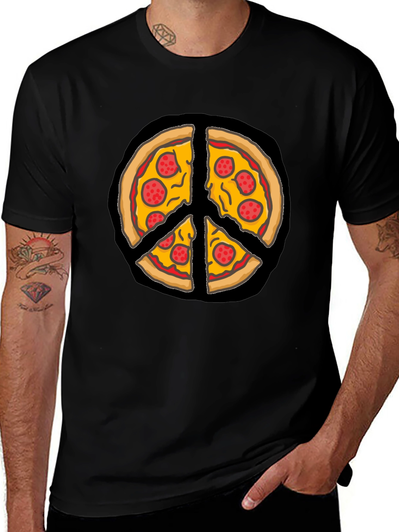 Pizza Peace Sign Graphic T-Shirt