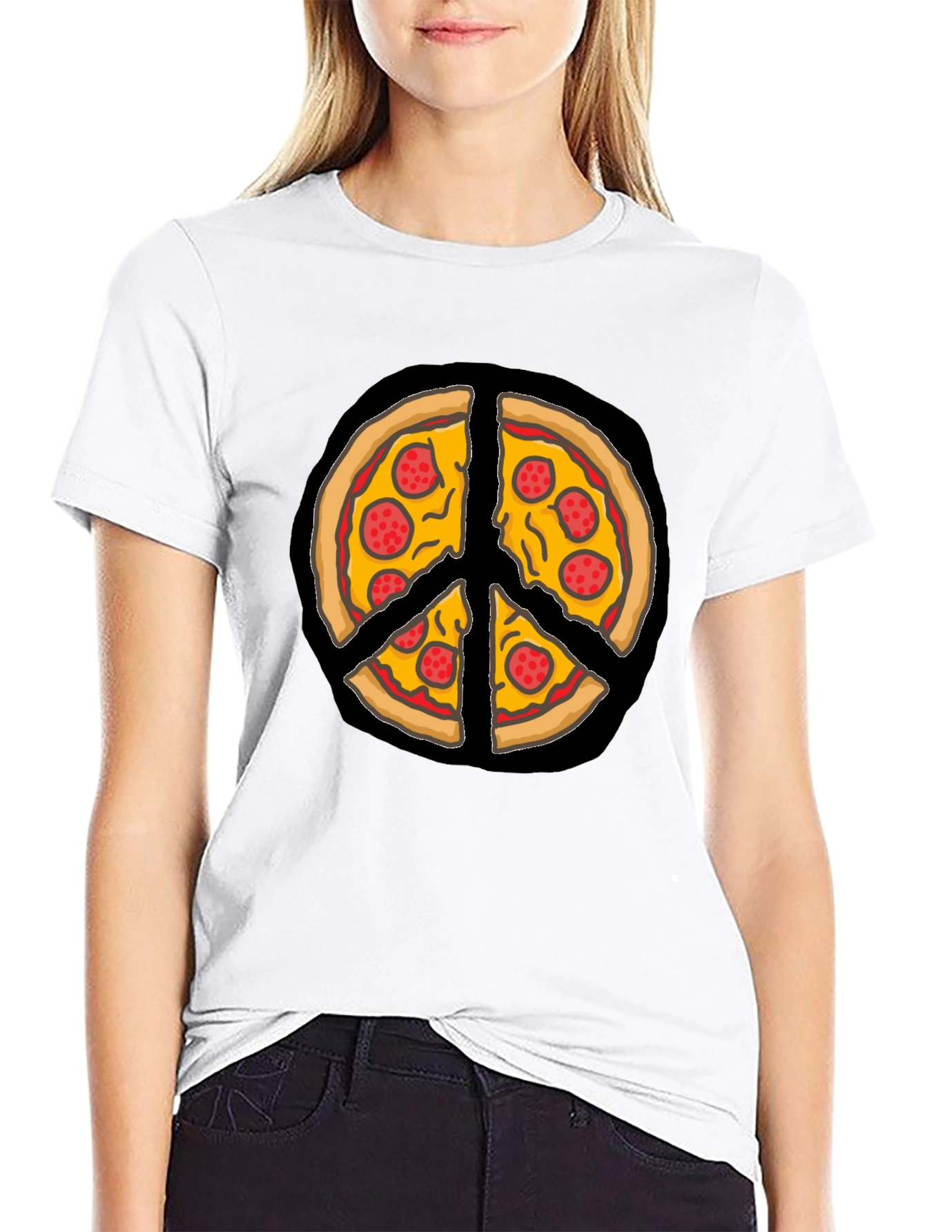 Pizza Peace Sign Graphic T-Shirt