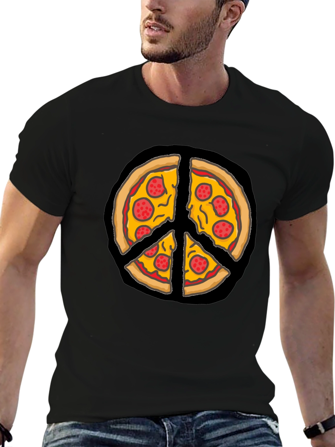 Pizza Peace Sign Graphic T-Shirt