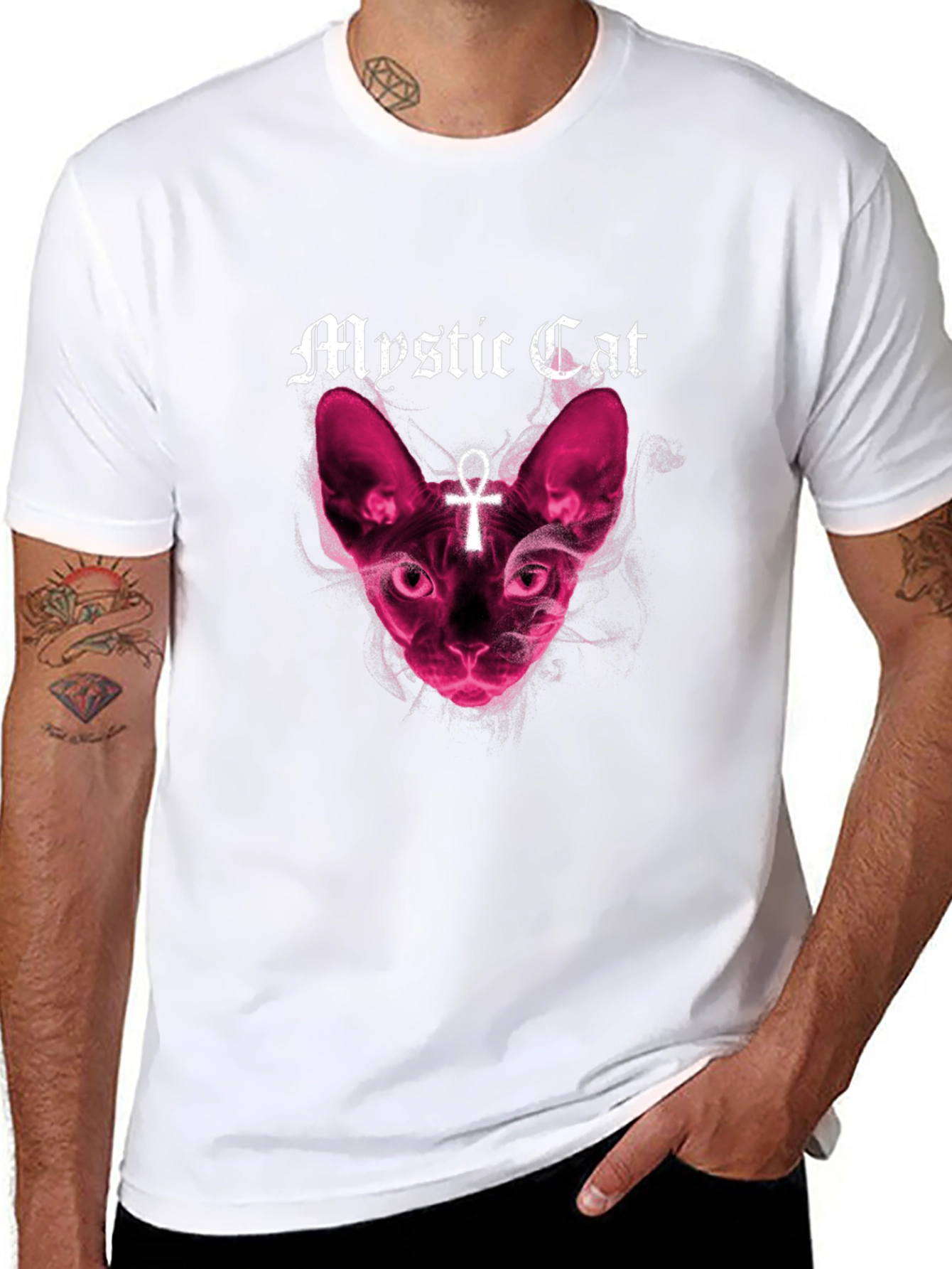 Mystic Cat Graphic T-Shirt - Black