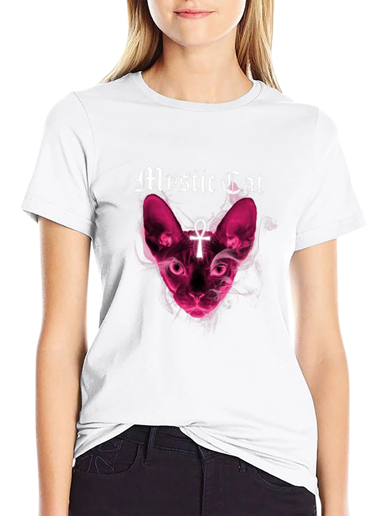 Mystic Cat Graphic T-Shirt - Black