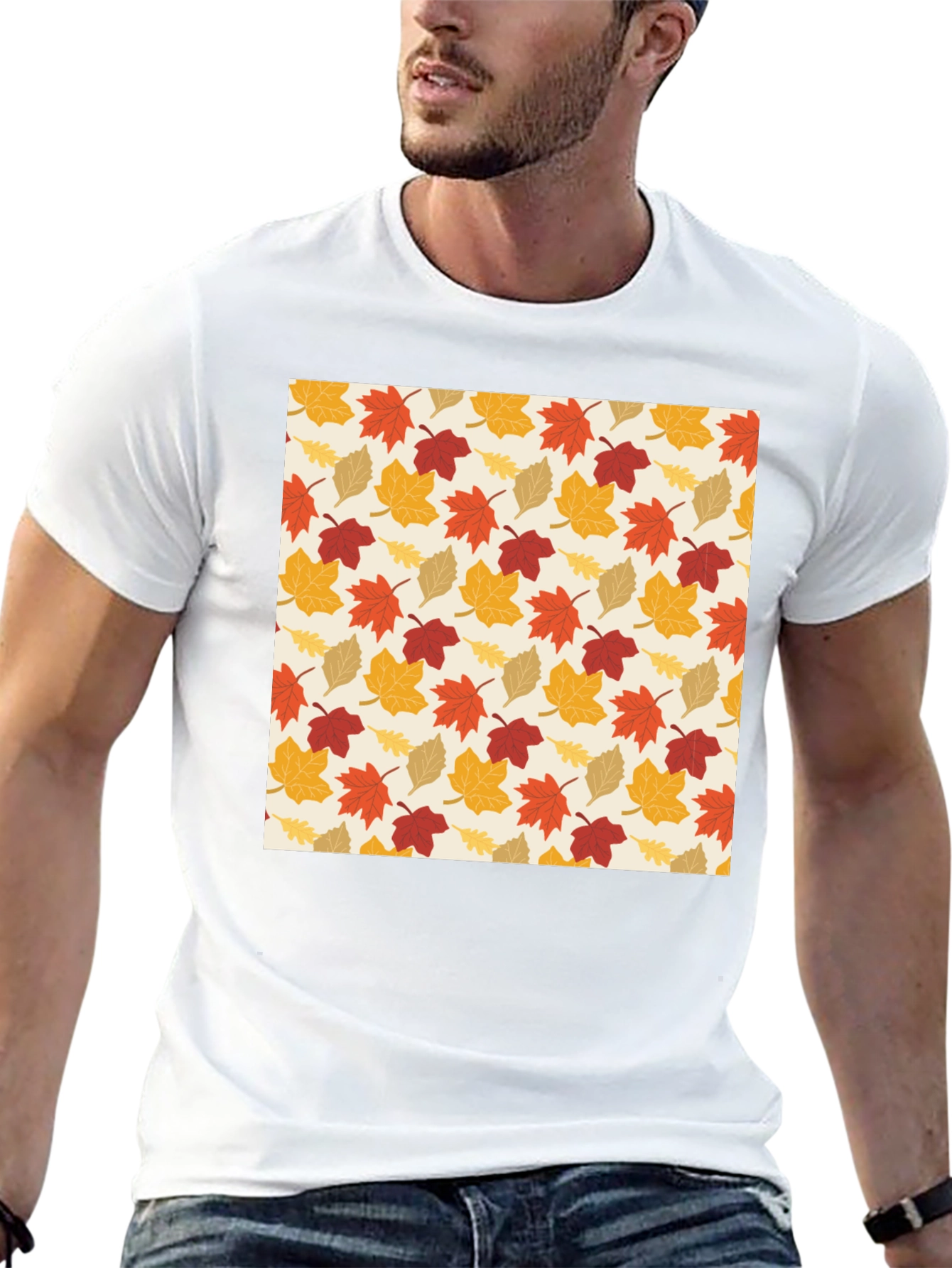 Autumn Leaves Pattern T-Shirt - Fall Fashion