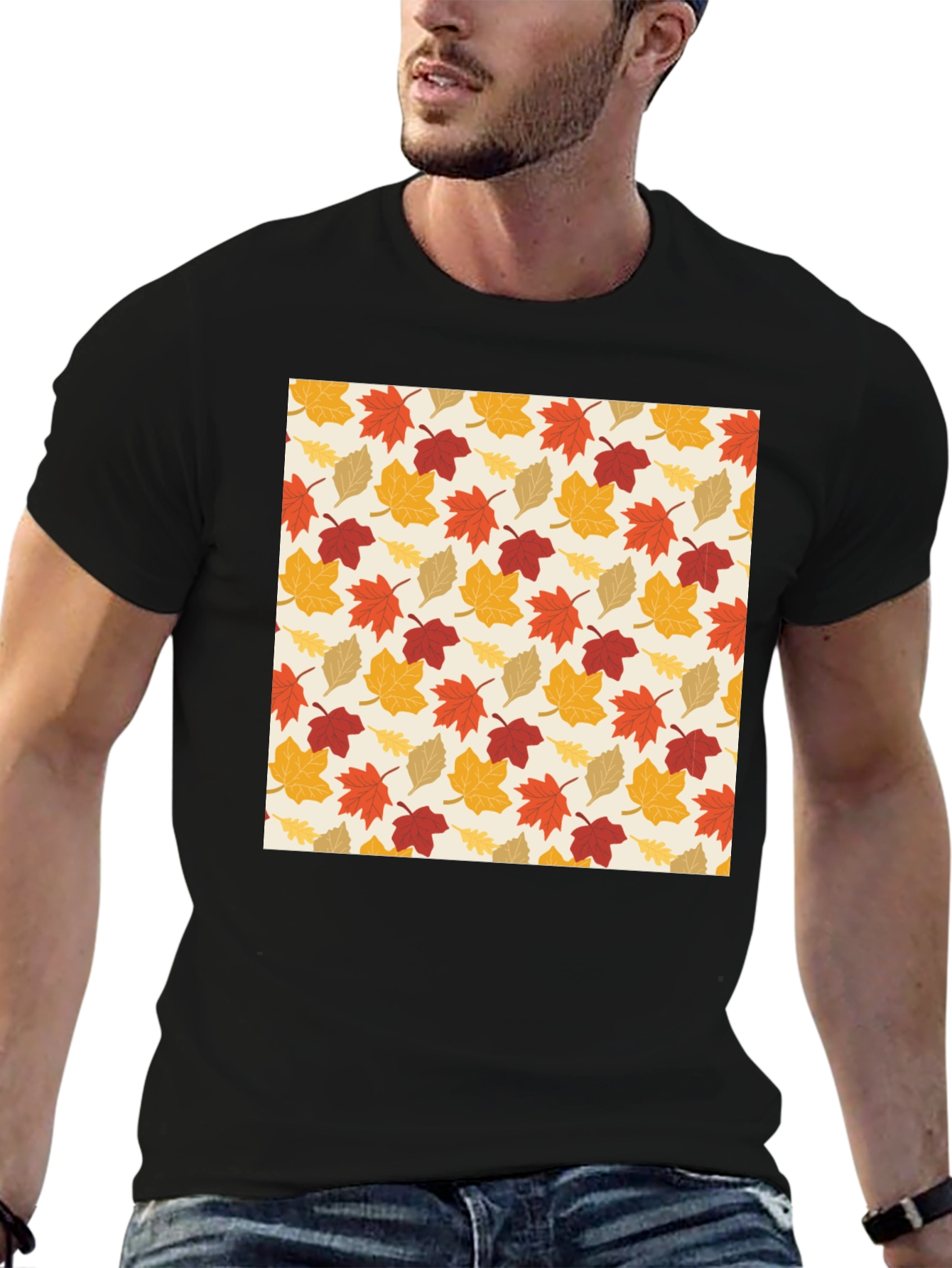Autumn Leaves Pattern T-Shirt - Fall Fashion