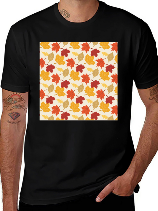 Autumn Leaves Pattern T-Shirt - Fall Fashion