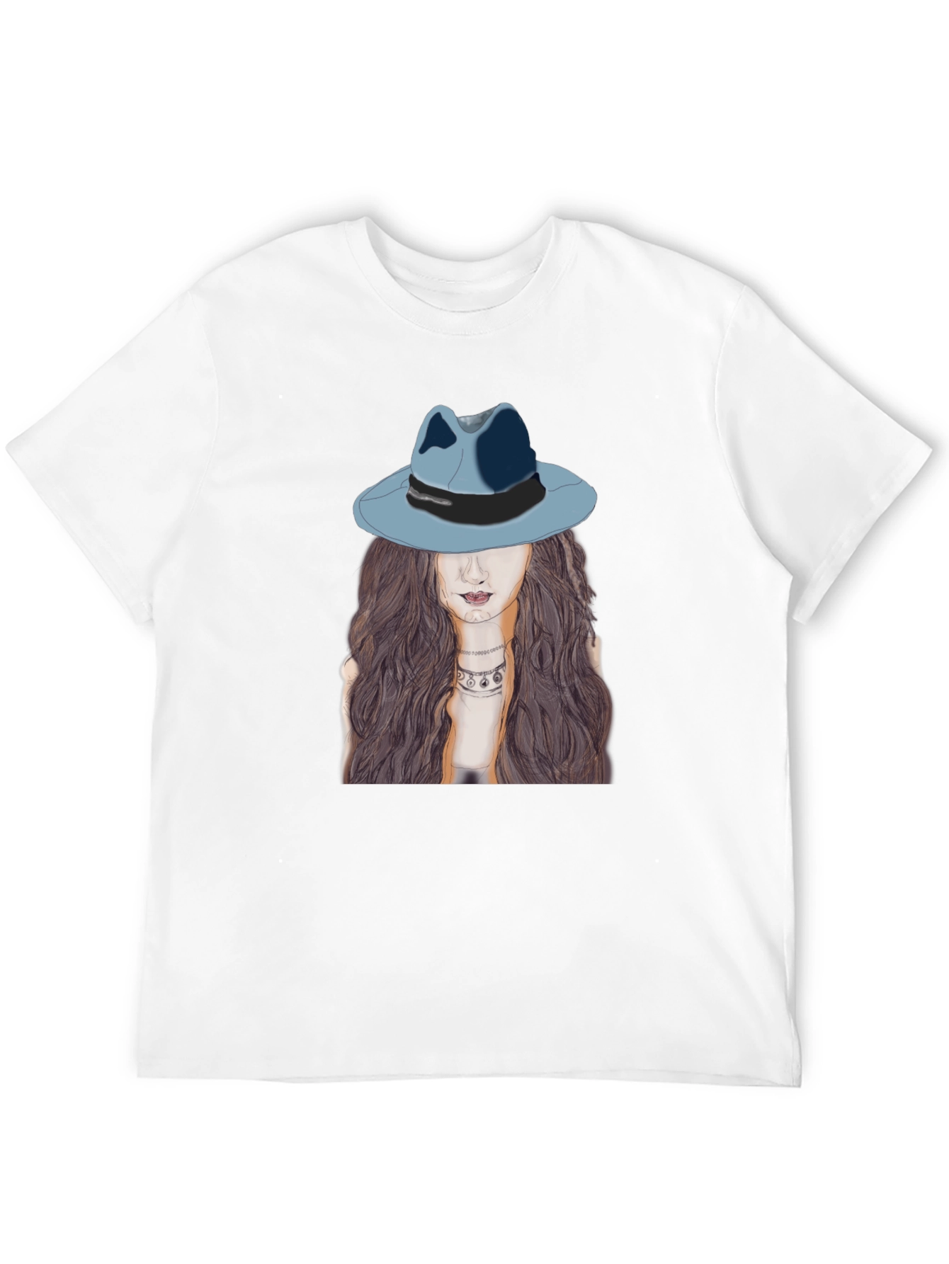 Stylish Black T-Shirt with Artistic Woman Print
