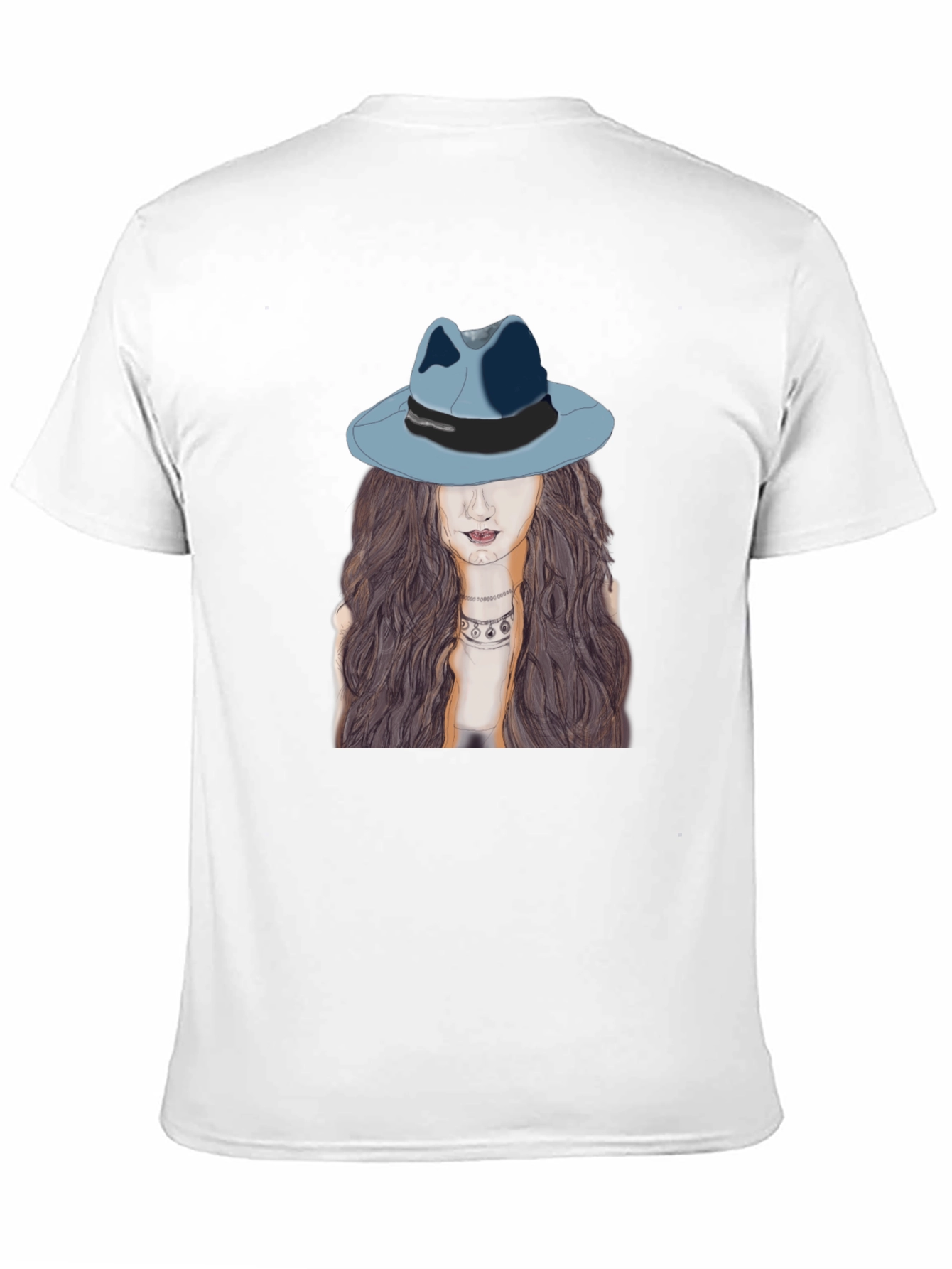 Stylish Black T-Shirt with Artistic Woman Print
