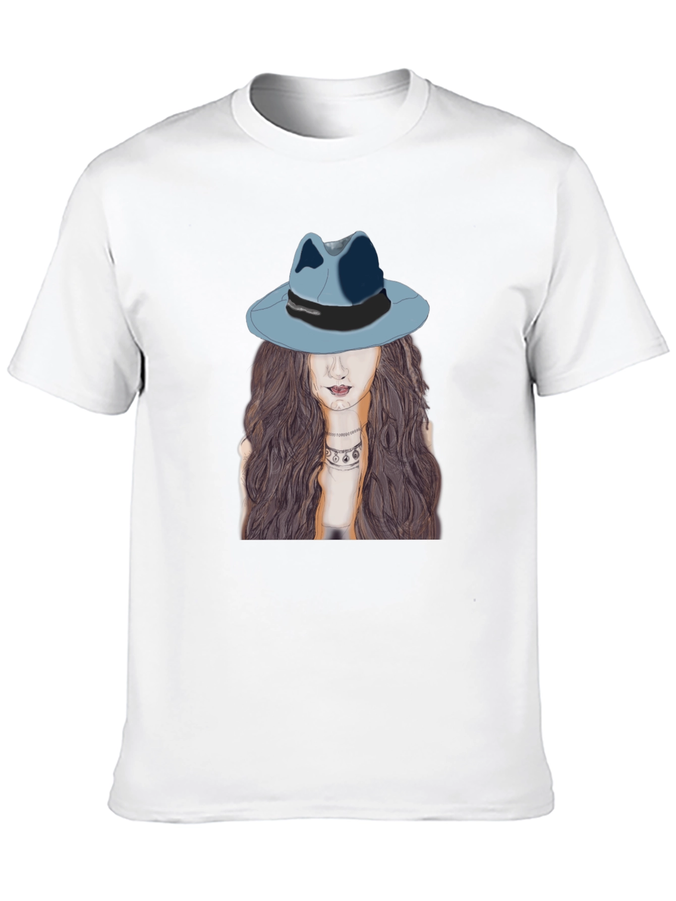 Stylish Black T-Shirt with Artistic Woman Print