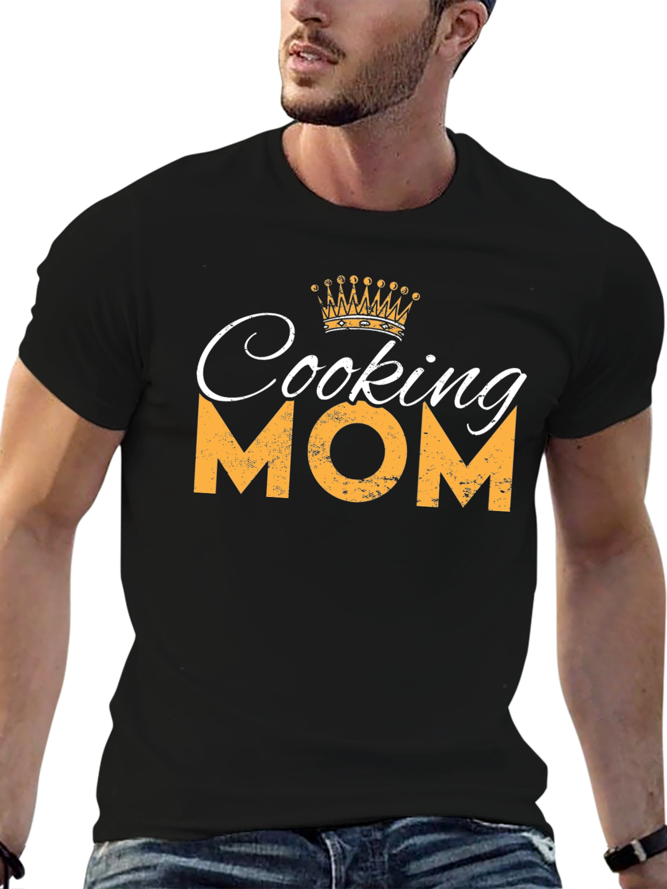 Cooking Mom T-Shirt - Black Crew Neck Tee