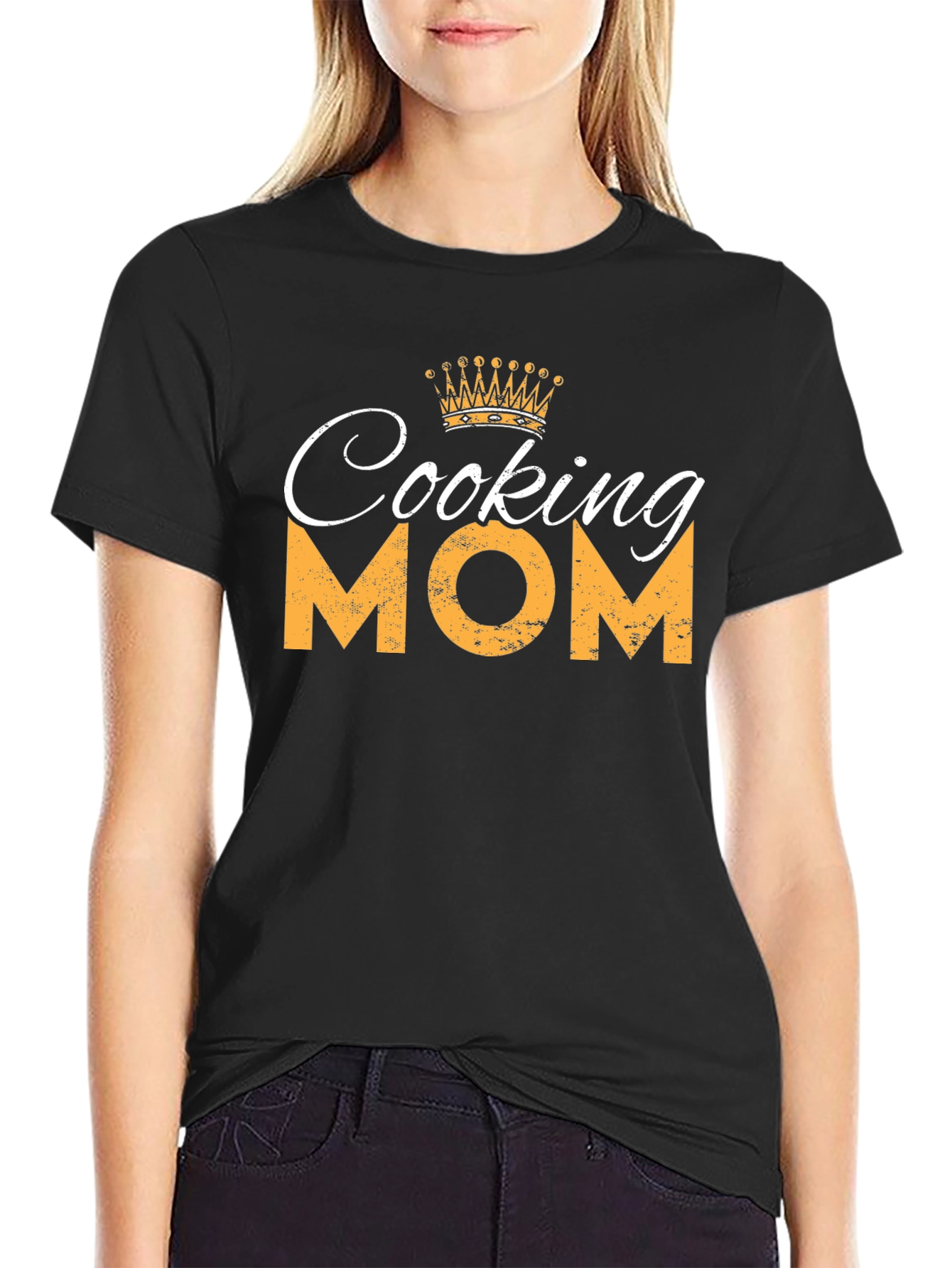 Cooking Mom T-Shirt - Black Crew Neck Tee
