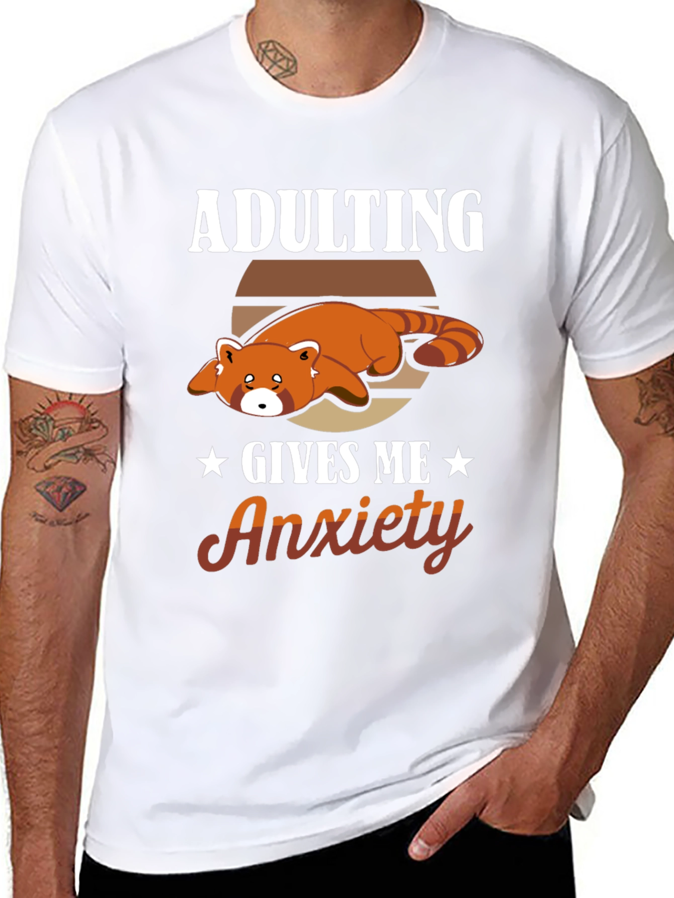 Adulting Gives Me Anxiety Red Panda T-Shirt