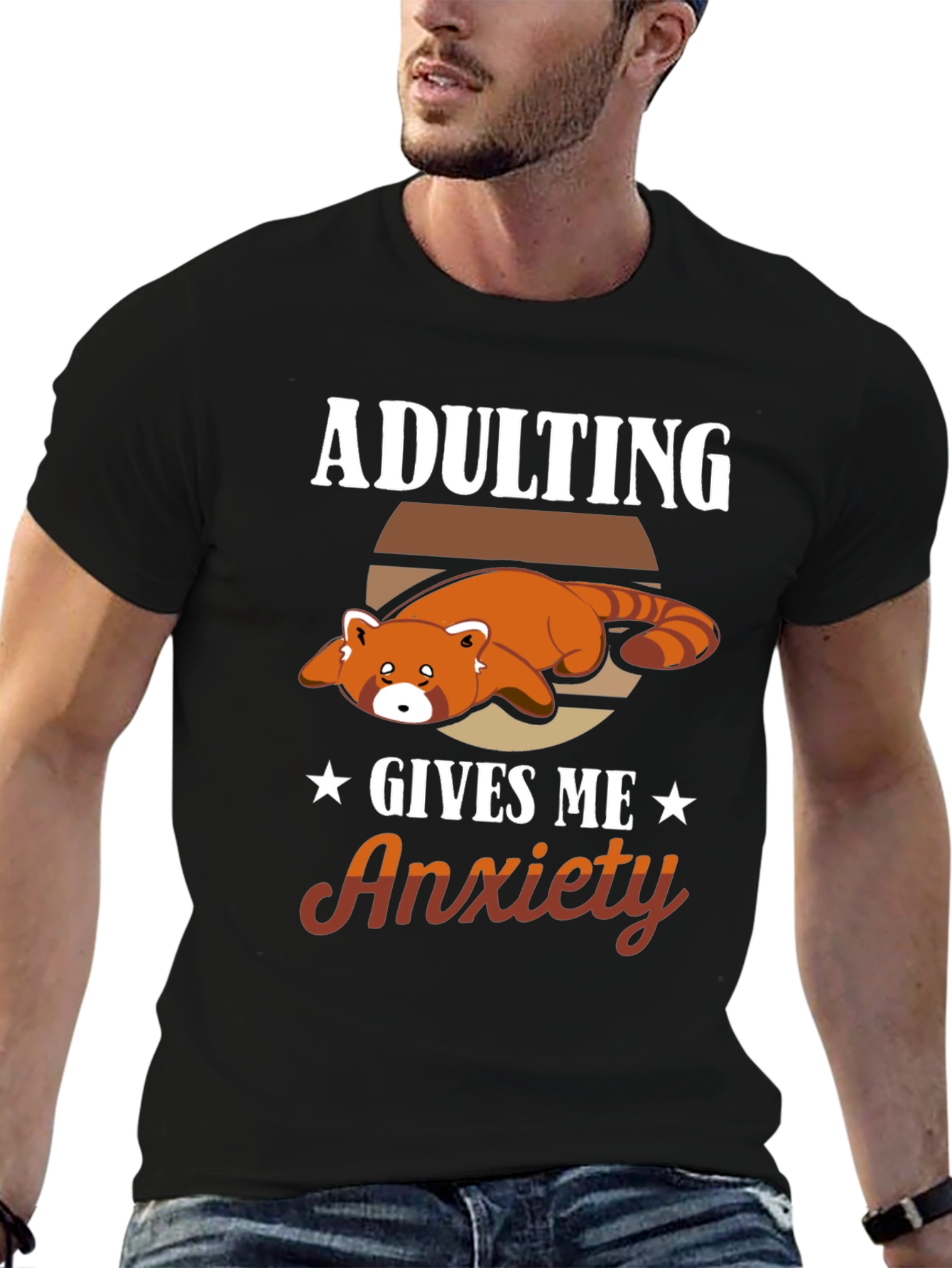 Adulting Gives Me Anxiety Red Panda T-Shirt