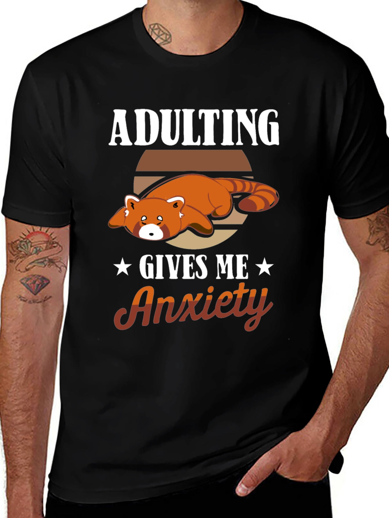 Adulting Gives Me Anxiety Red Panda T-Shirt