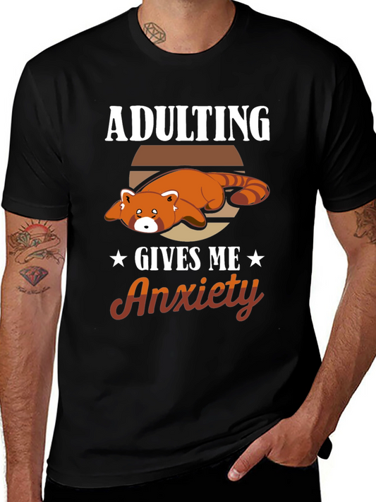 Adulting Gives Me Anxiety Red Panda T-Shirt
