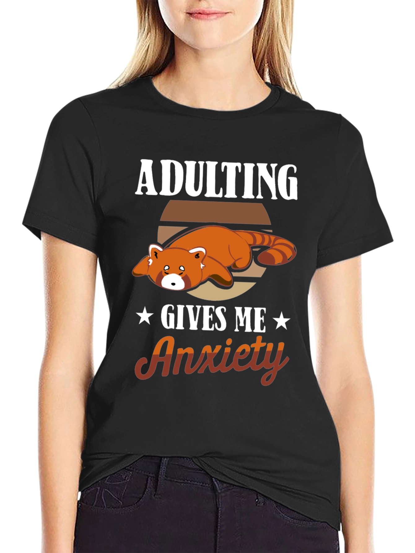 Adulting Gives Me Anxiety Red Panda T-Shirt