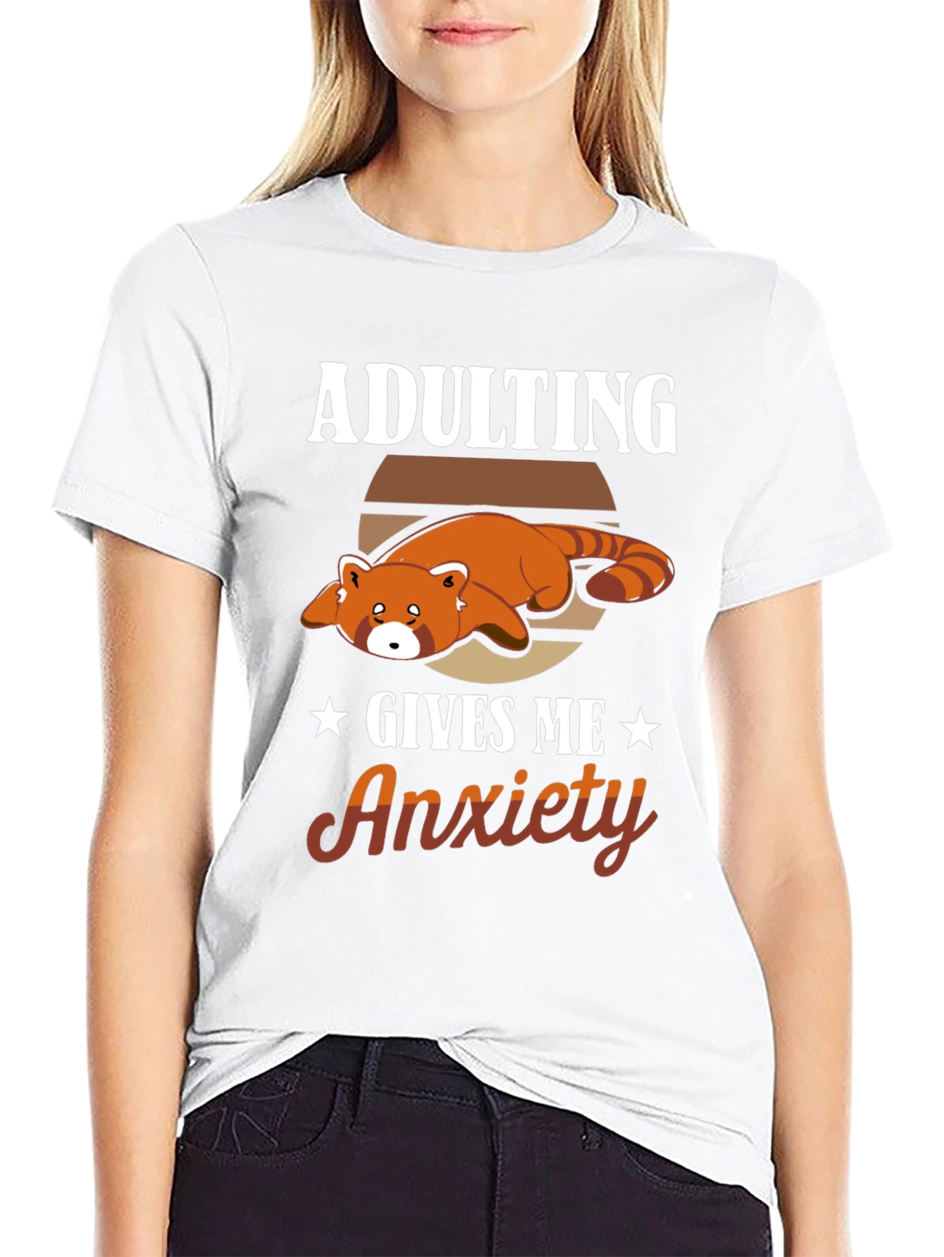Adulting Gives Me Anxiety Red Panda T-Shirt