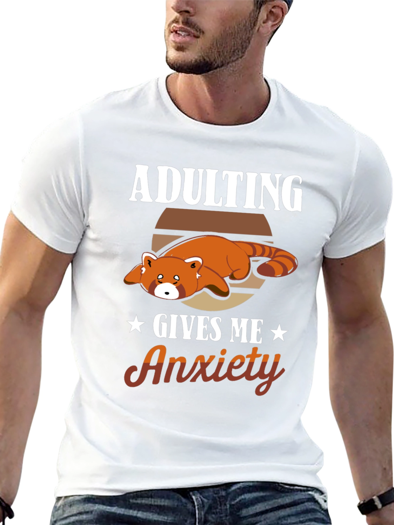 Adulting Gives Me Anxiety Red Panda T-Shirt