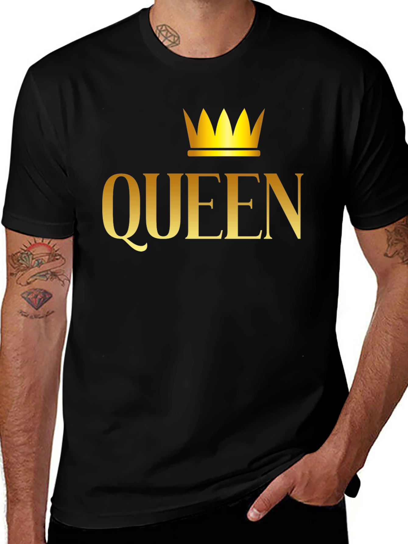 Queen Crown Graphic T-Shirt - Black
