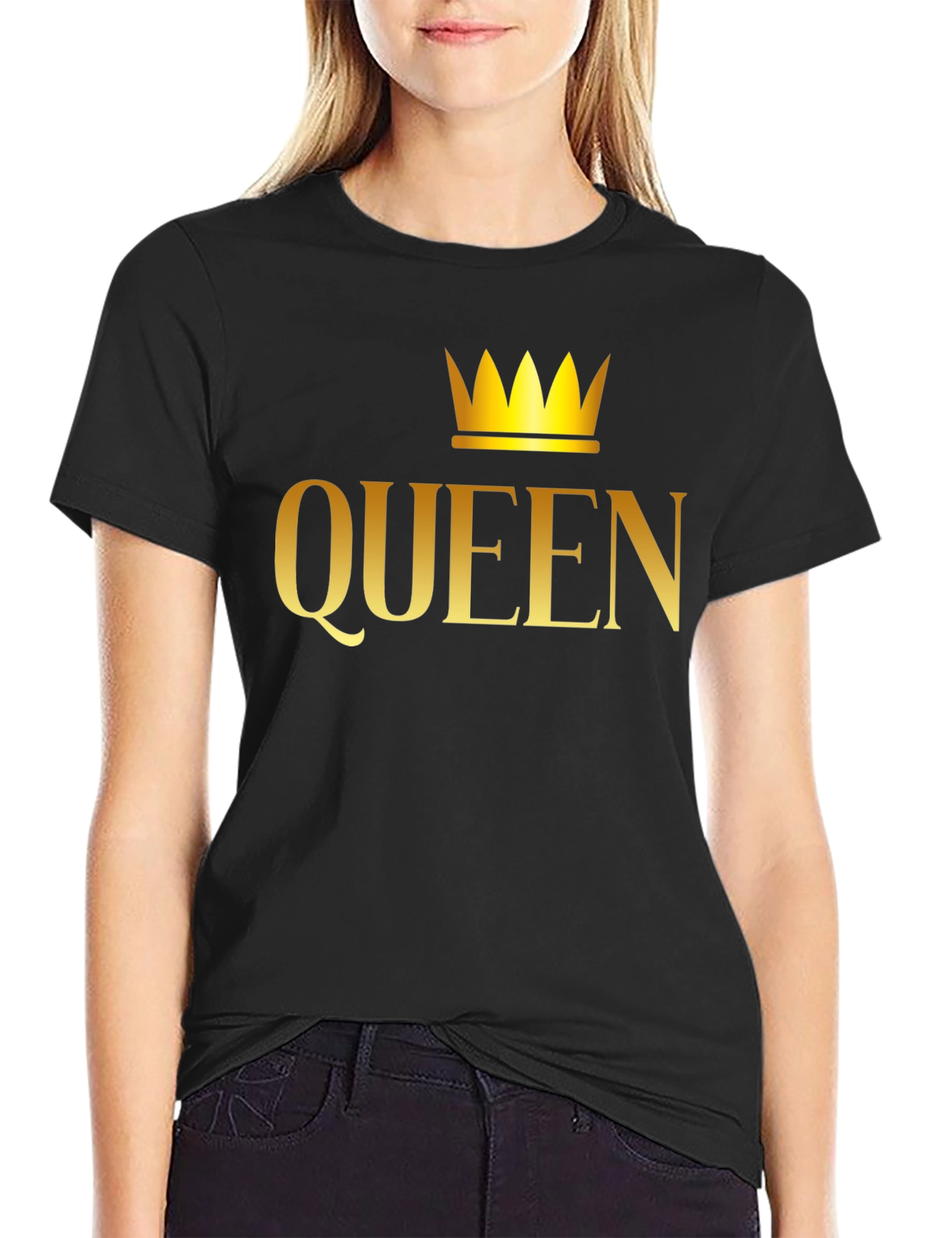 Queen Crown Graphic T-Shirt - Black