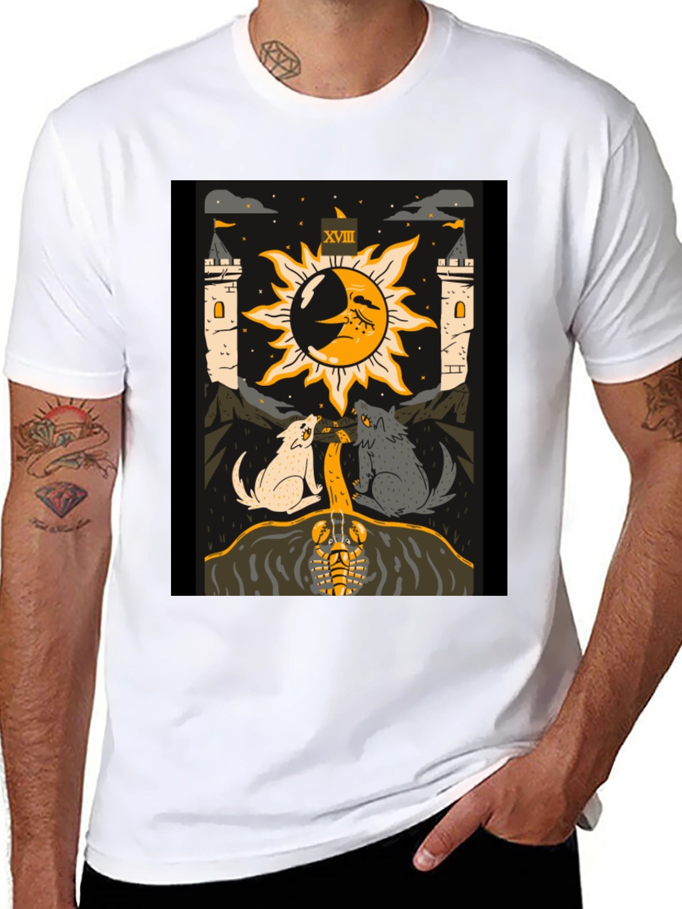 Moon Tarot Card Black T-Shirt