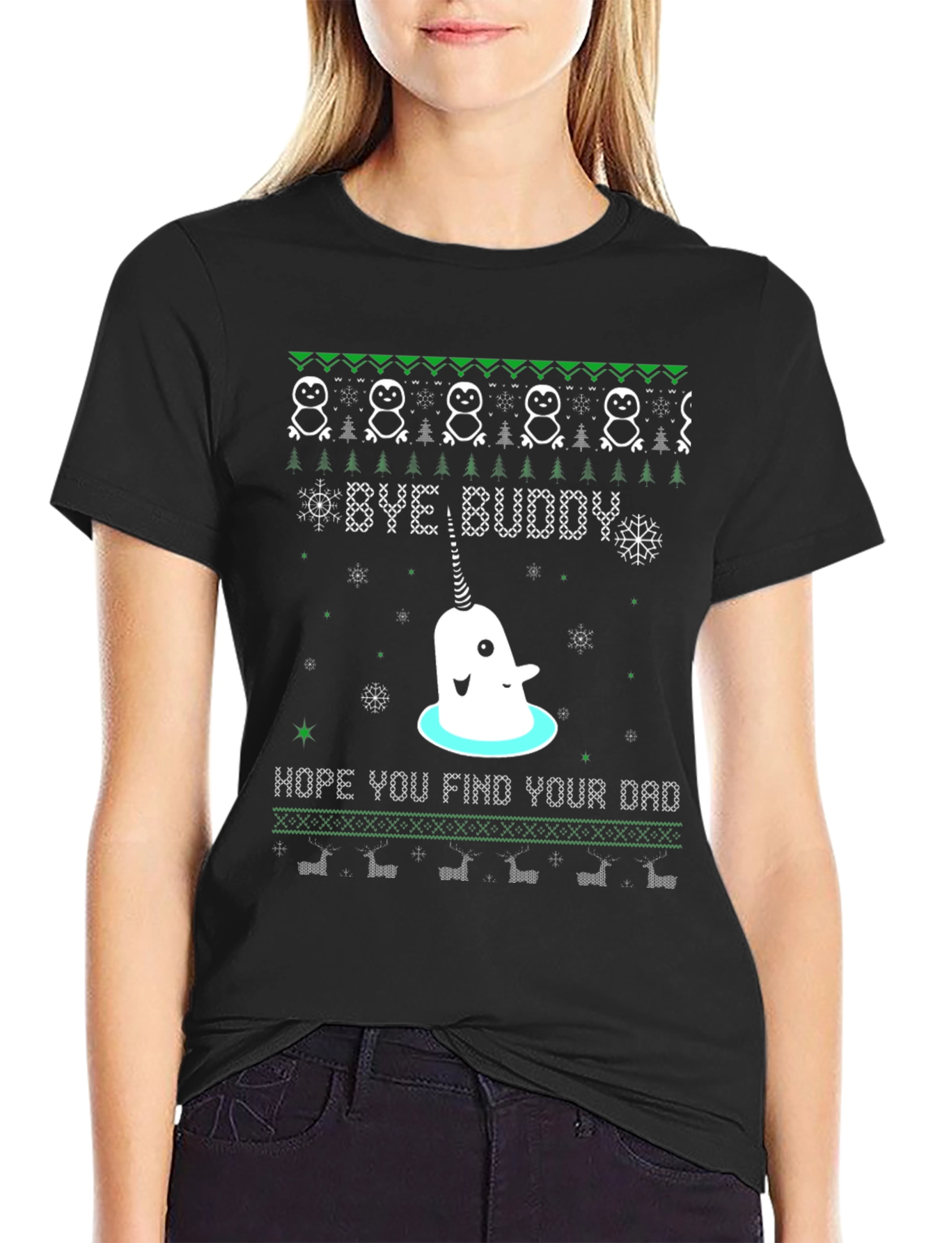Narwhal Bye Buddy Christmas T-Shirt