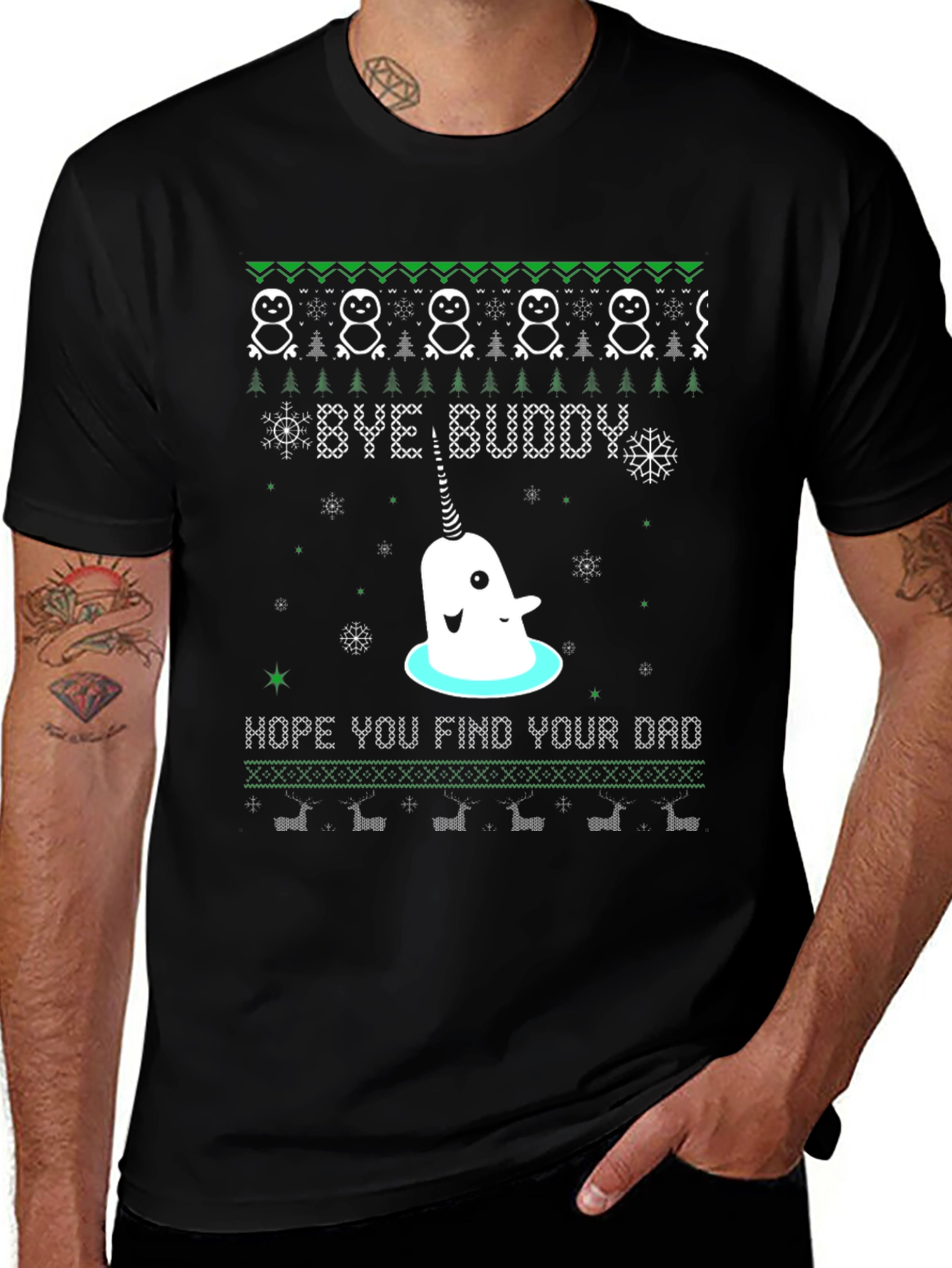 Narwhal Bye Buddy Christmas T-Shirt