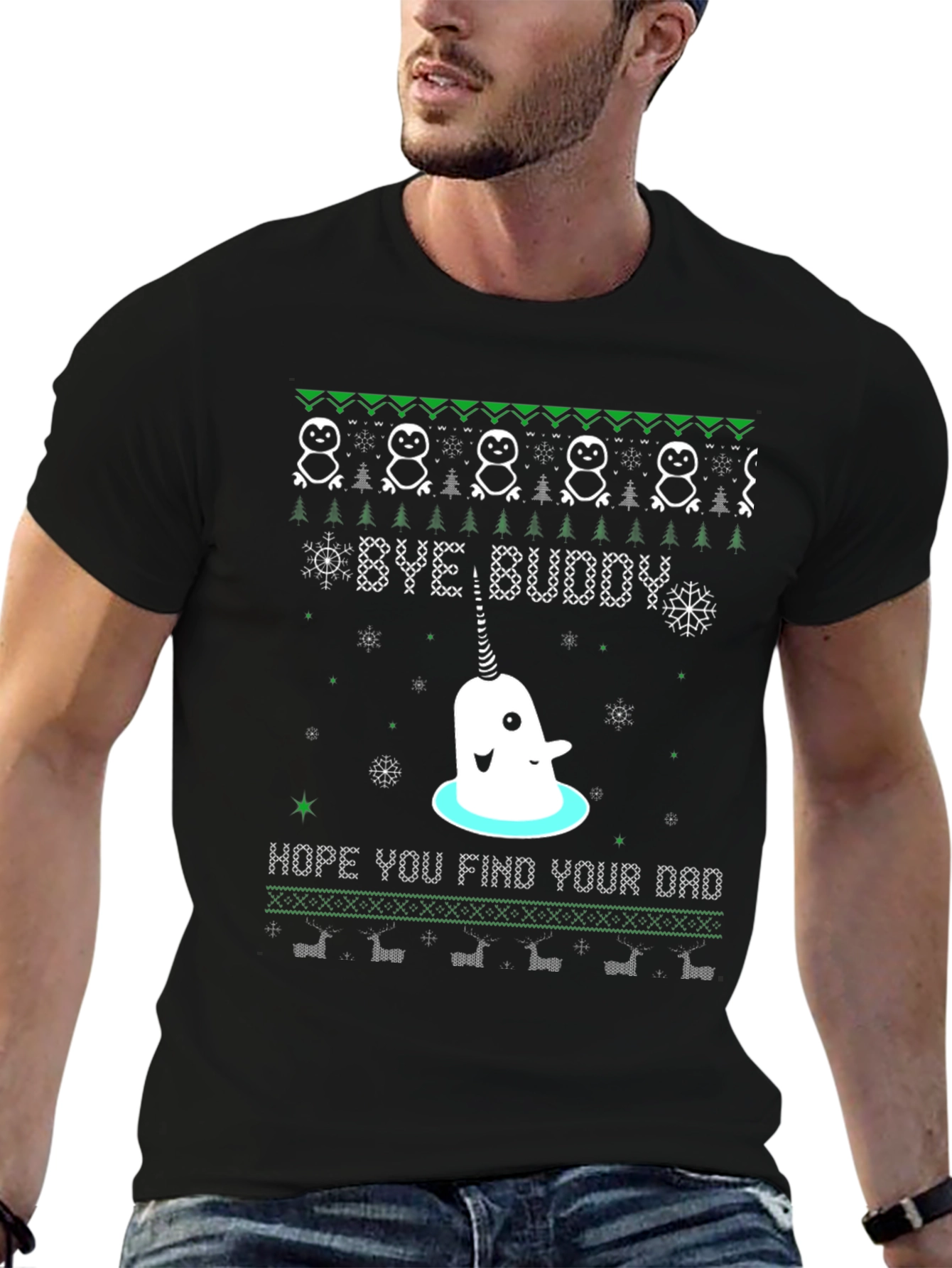 Narwhal Bye Buddy Christmas T-Shirt