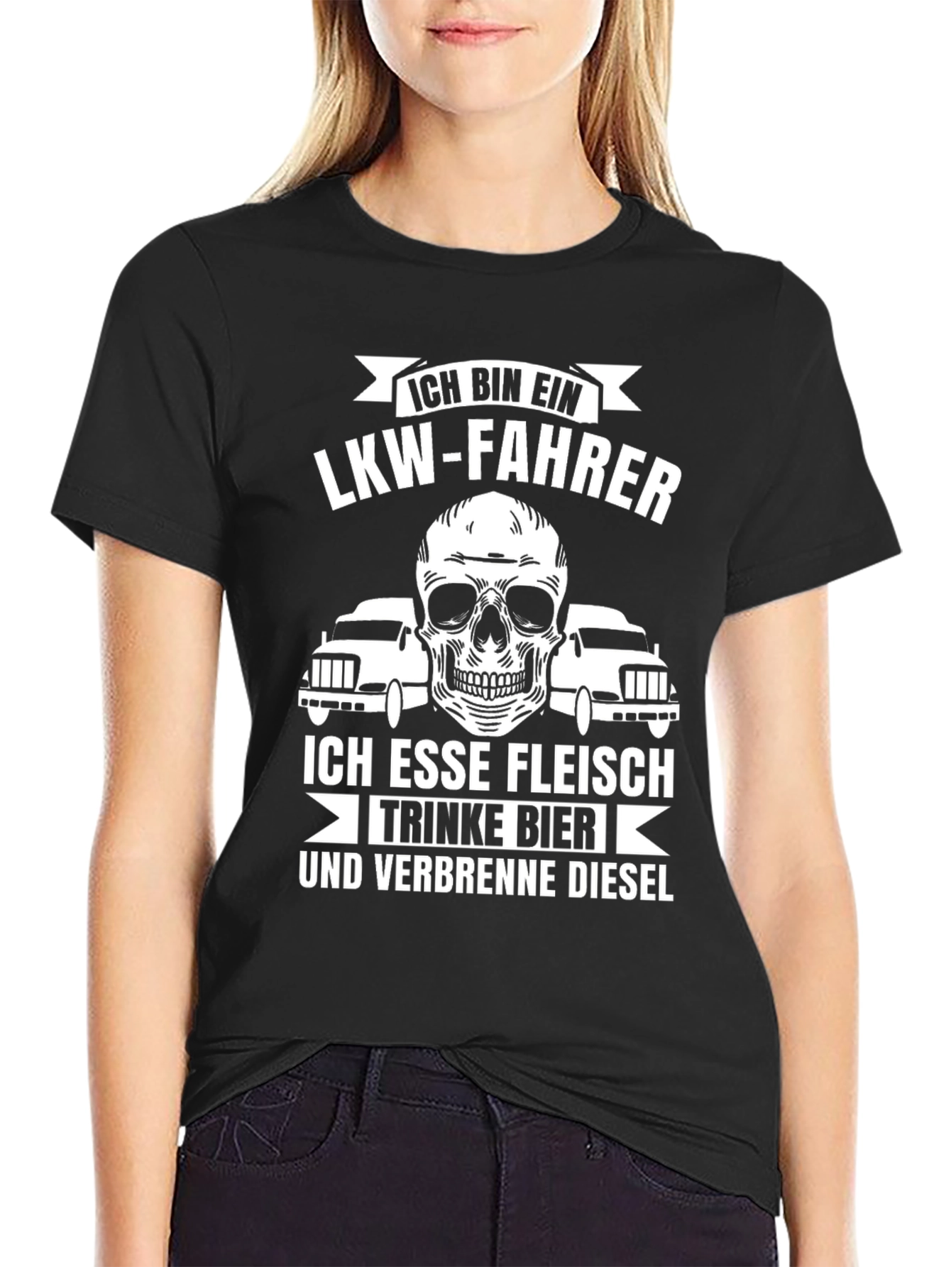 Ich Bin Ein LKW-Fahrer T-Shirt - Trucker Skull Tee