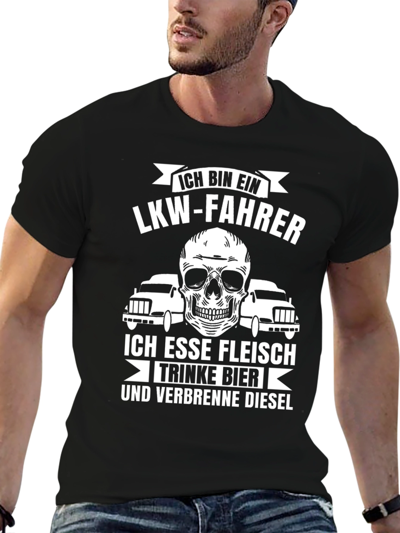 Ich Bin Ein LKW-Fahrer T-Shirt - Trucker Skull Tee