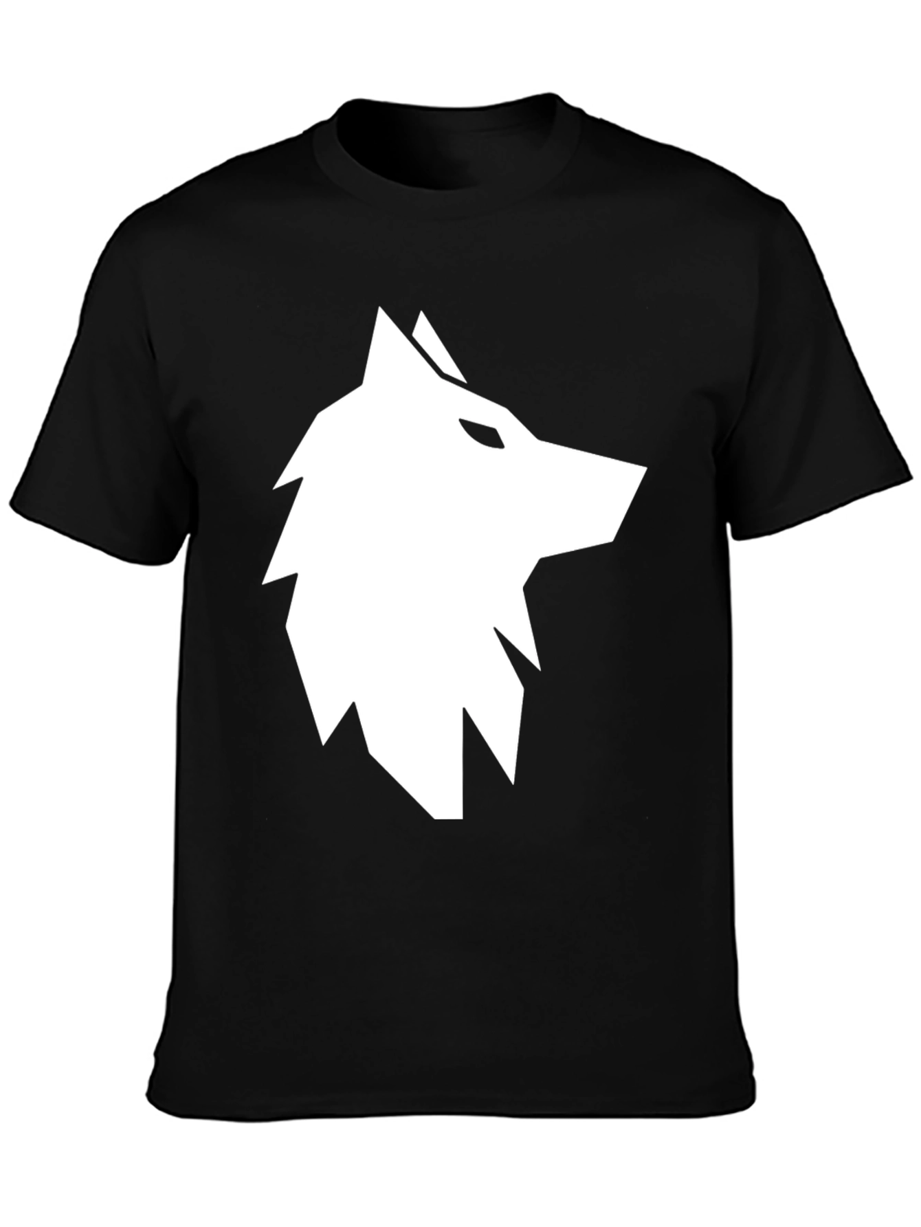 Geometric Wolf Graphic Tee - Black