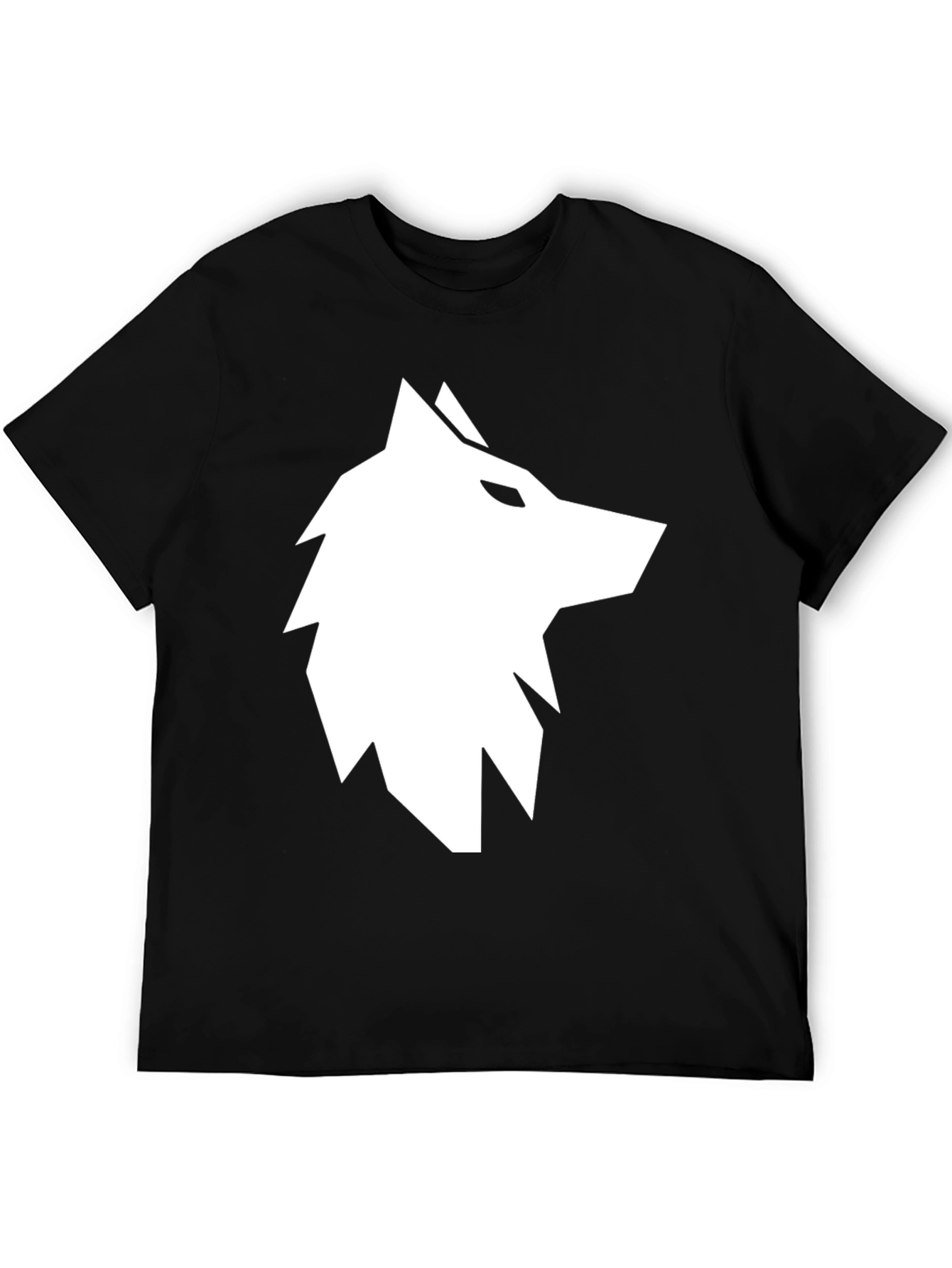 Geometric Wolf Graphic Tee - Black
