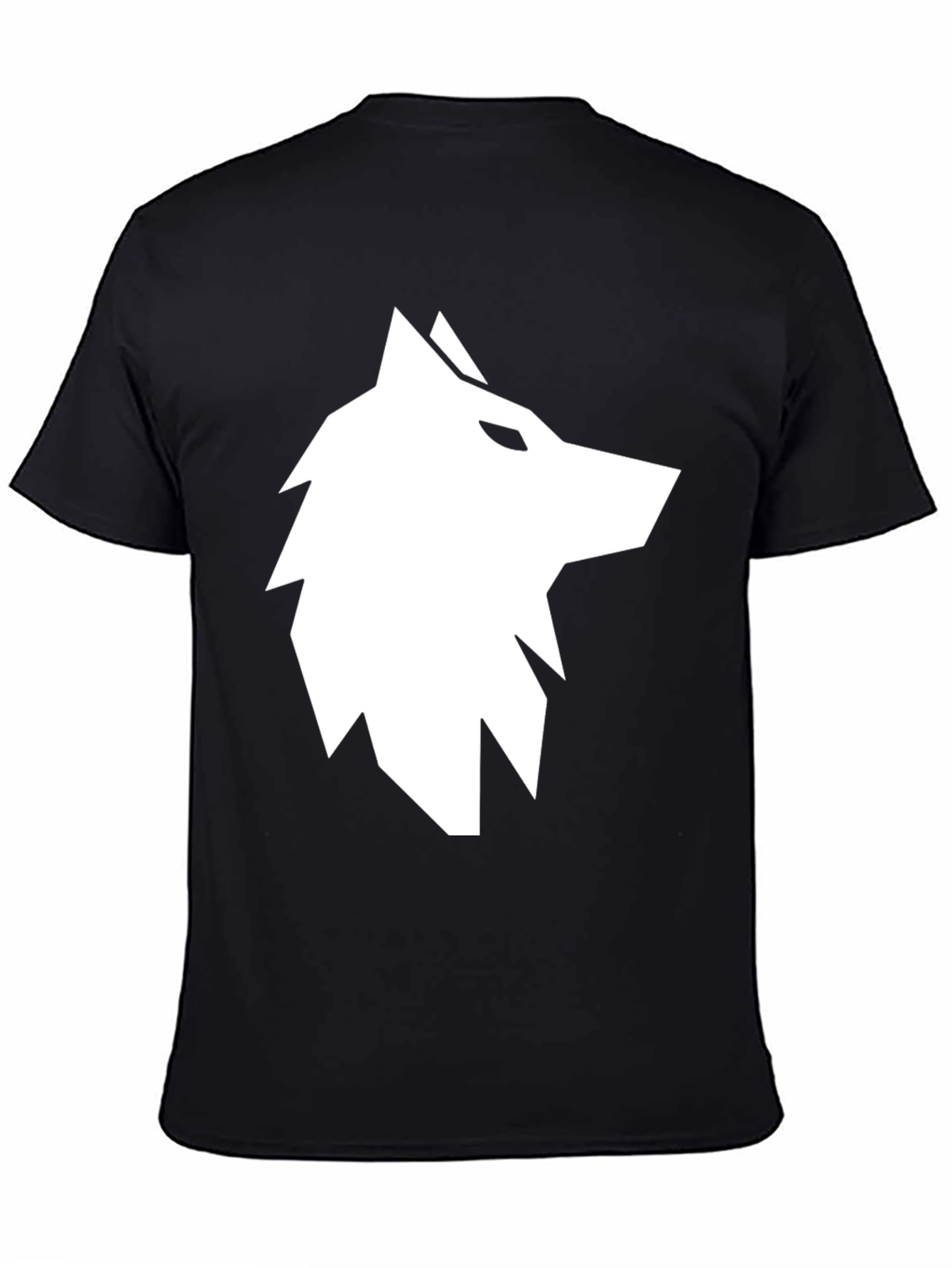 Geometric Wolf Graphic Tee - Black