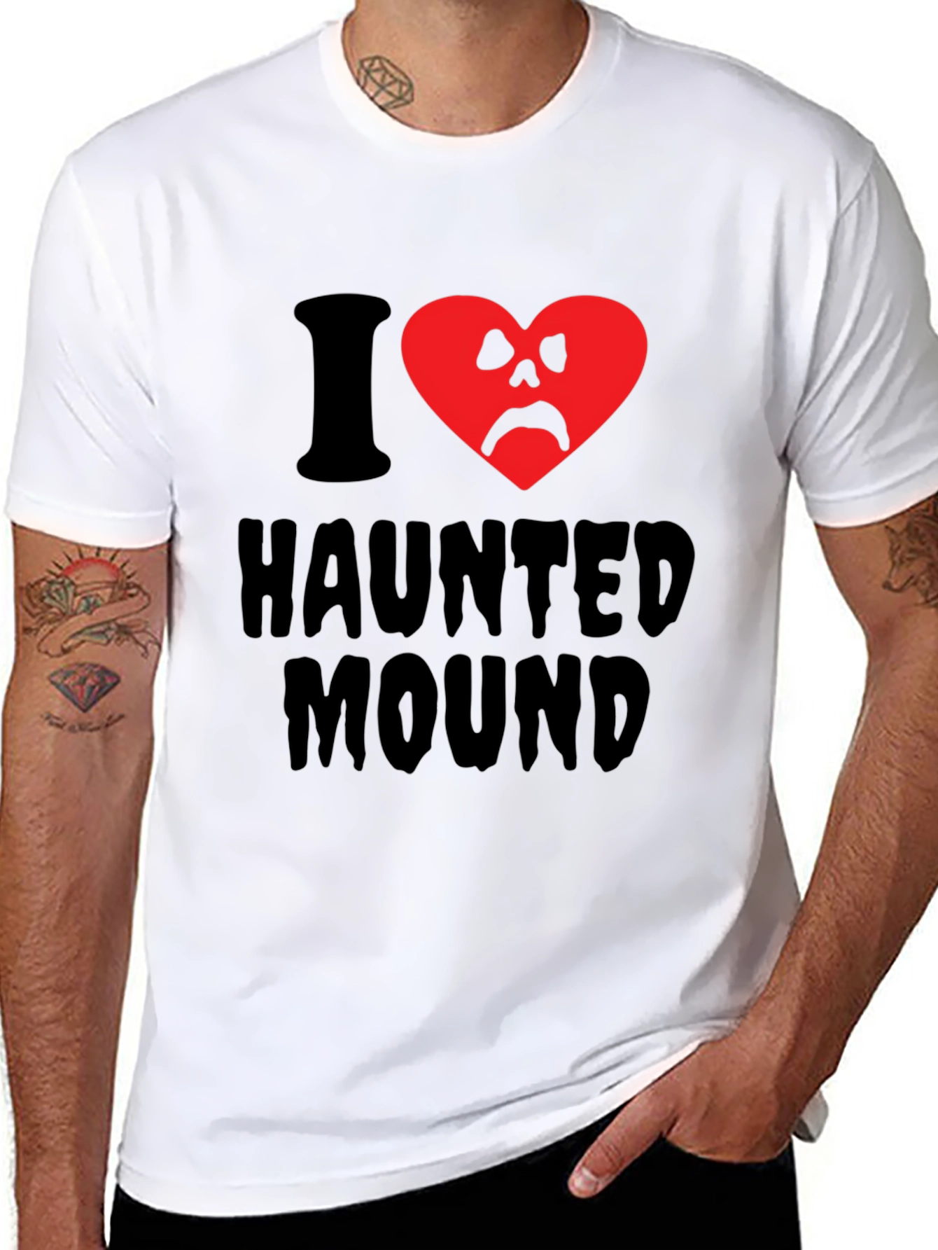 Haunted Mound T-Shirt - Spooky Heart Design