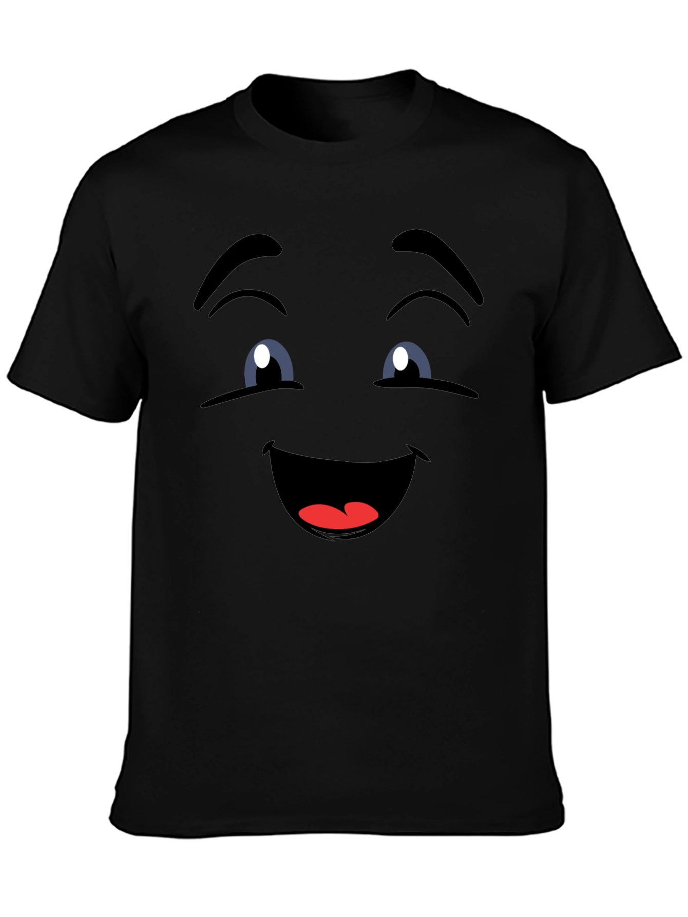 Smiling Face Graphic Tee - Fun Black T-Shirt