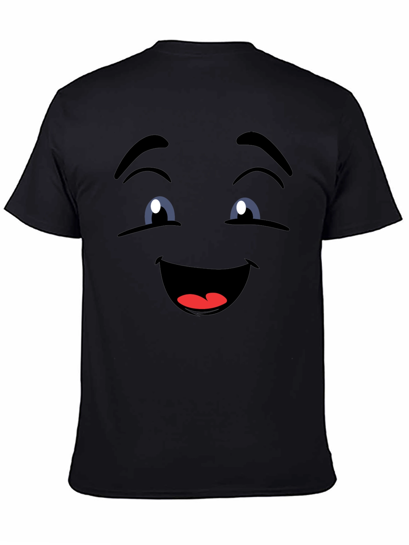 Smiling Face Graphic Tee - Fun Black T-Shirt