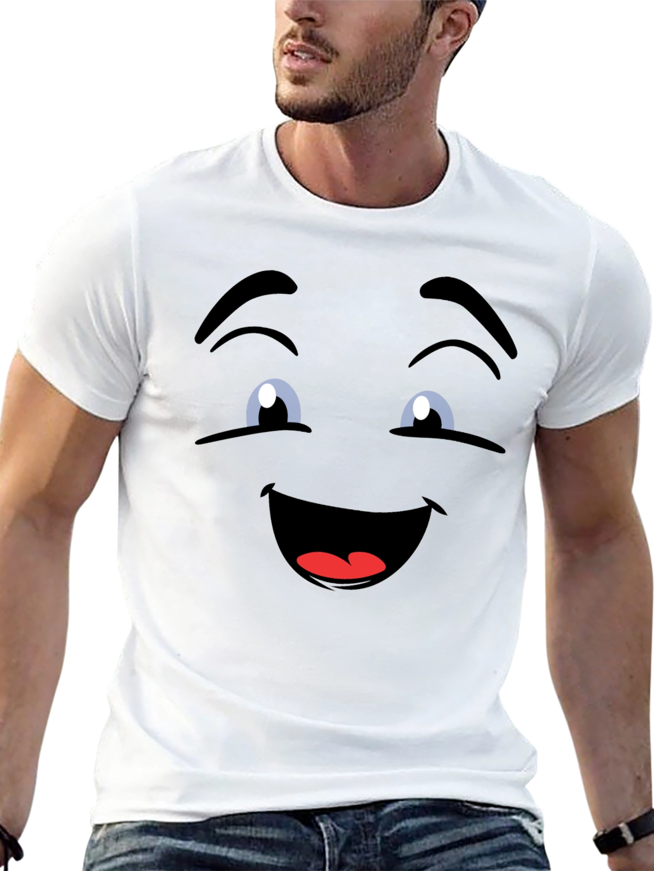 Smiling Face Graphic Tee - Fun Black T-Shirt