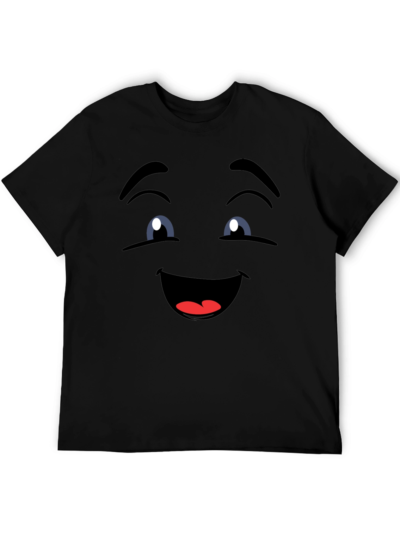 Smiling Face Graphic Tee - Fun Black T-Shirt