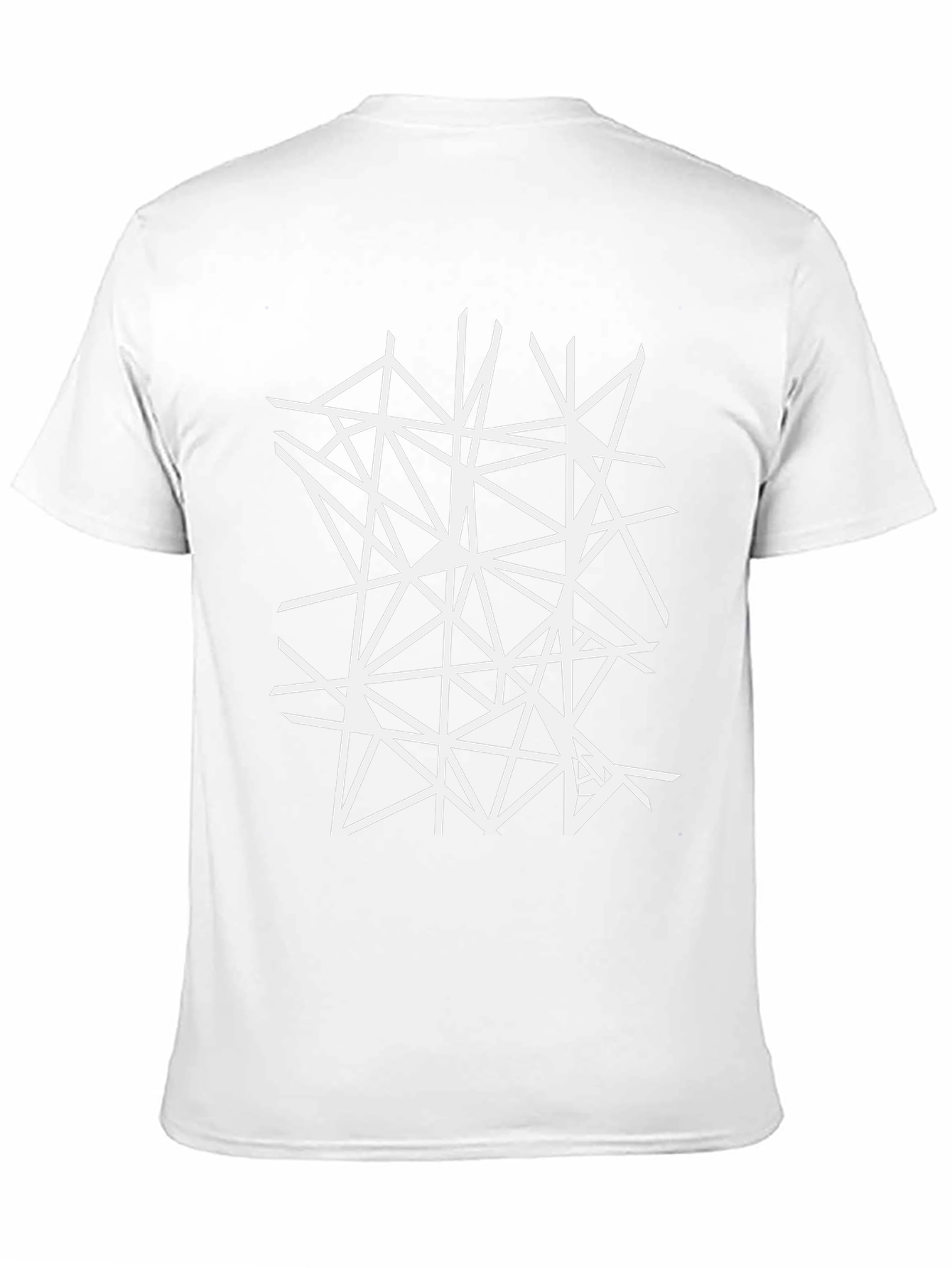 Geometric White Line Art Black T-Shirt