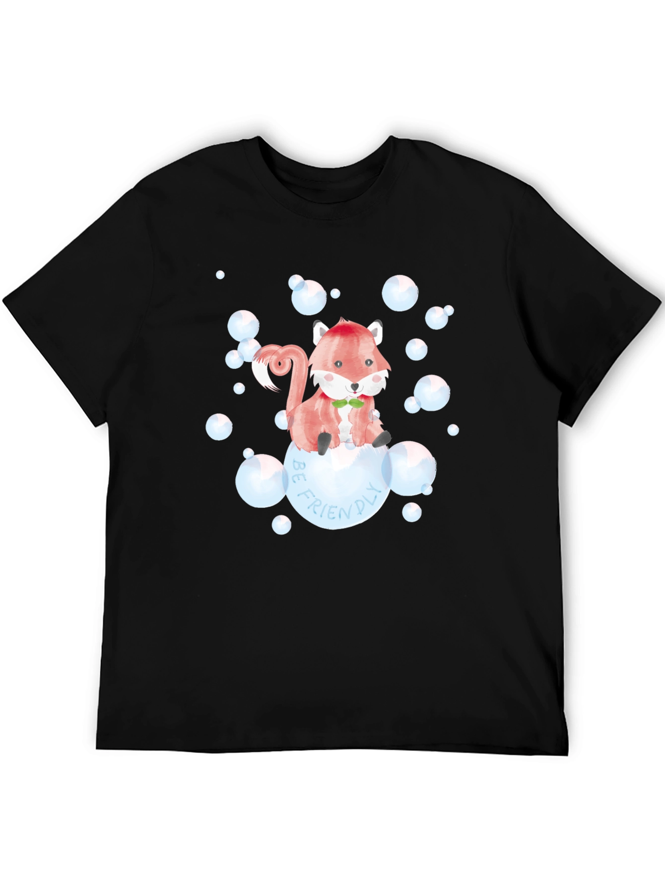 Be Friendly Fox Graphic T-Shirt - Black