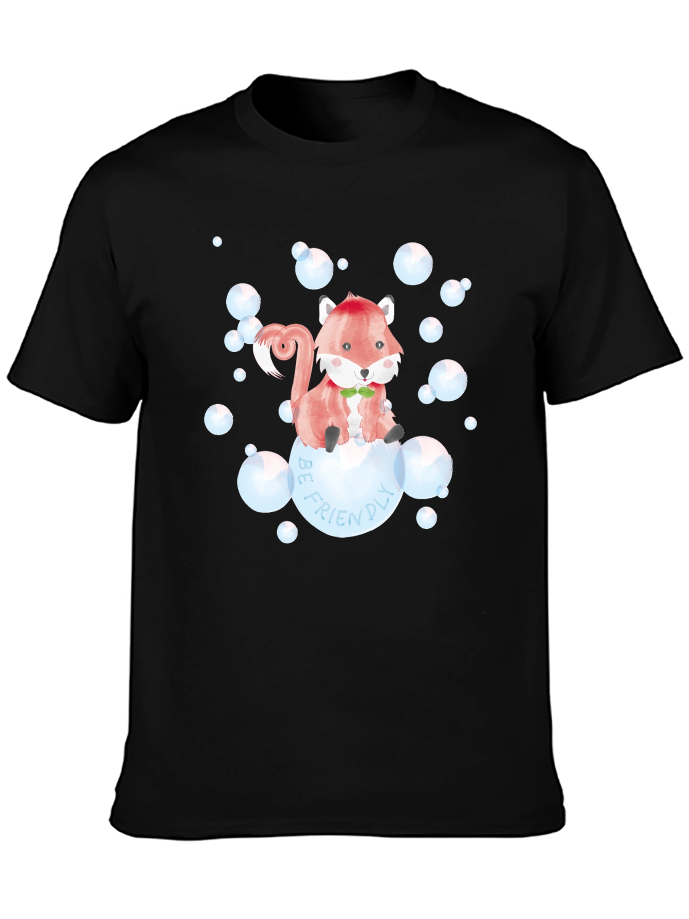 Be Friendly Fox Graphic T-Shirt - Black