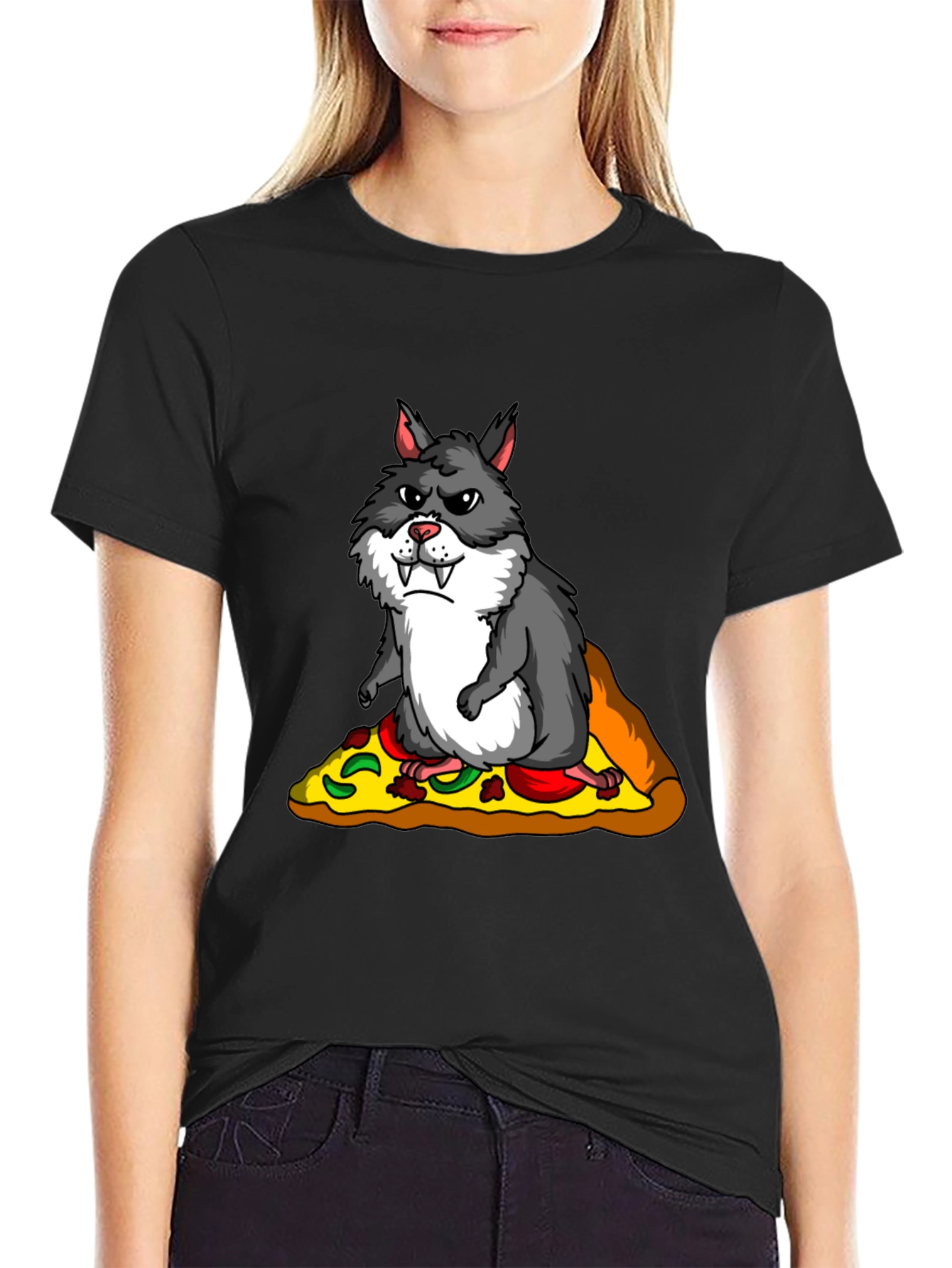 Wolf Hamster Pizza T-Shirt - Funny Graphic Tee