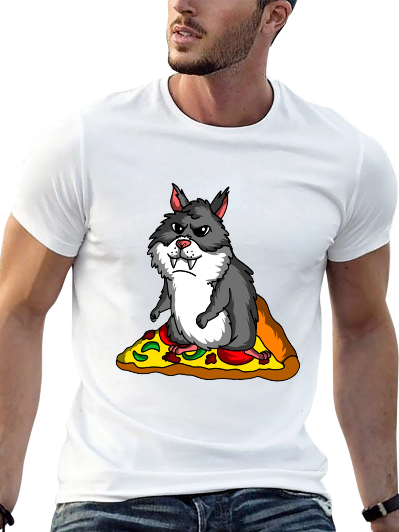 Wolf Hamster Pizza T-Shirt - Funny Graphic Tee