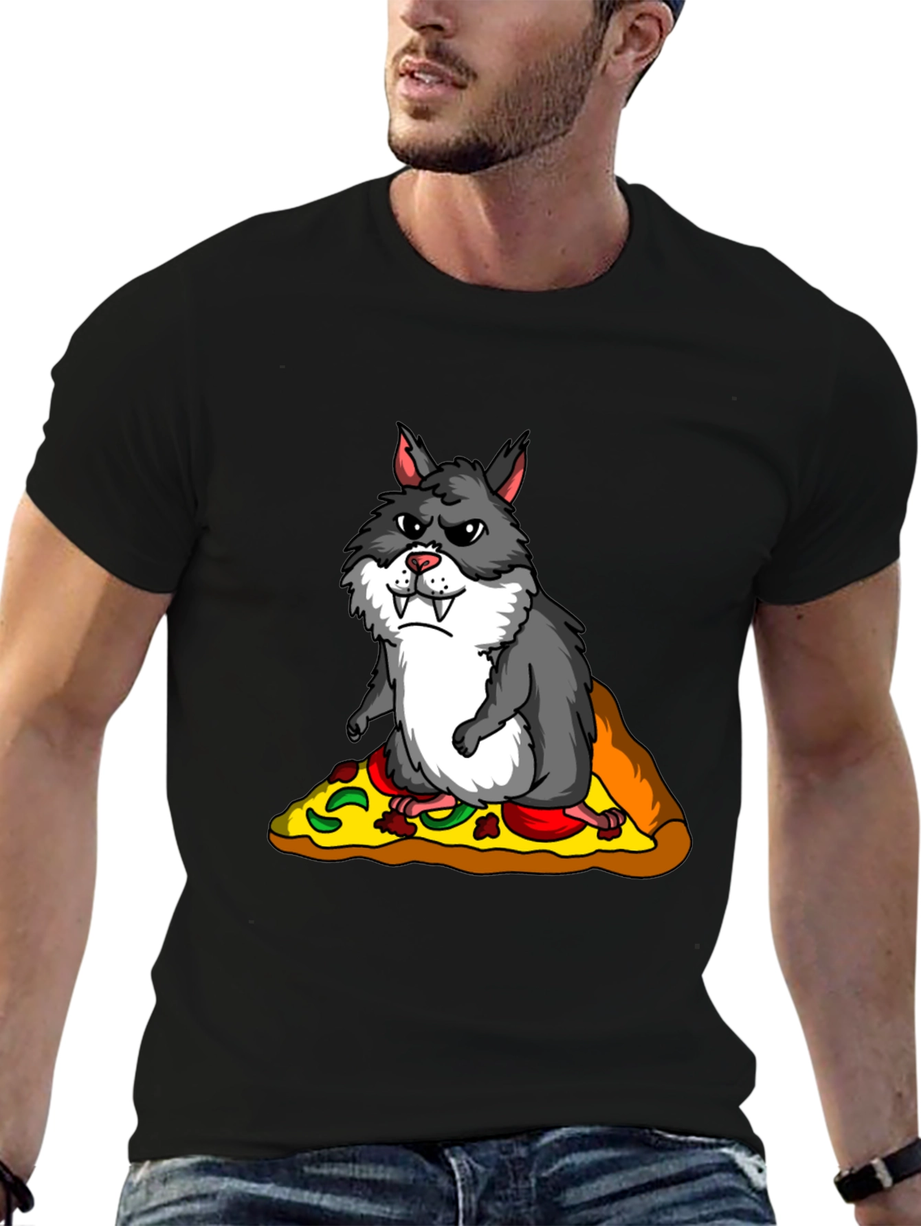 Wolf Hamster Pizza T-Shirt - Funny Graphic Tee