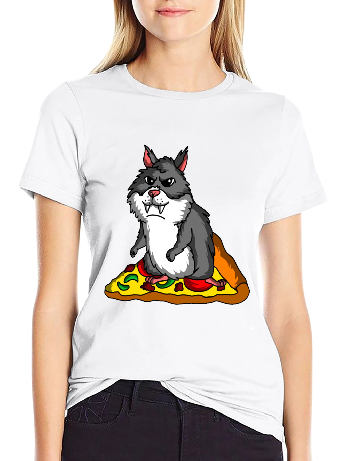Wolf Hamster Pizza T-Shirt - Funny Graphic Tee