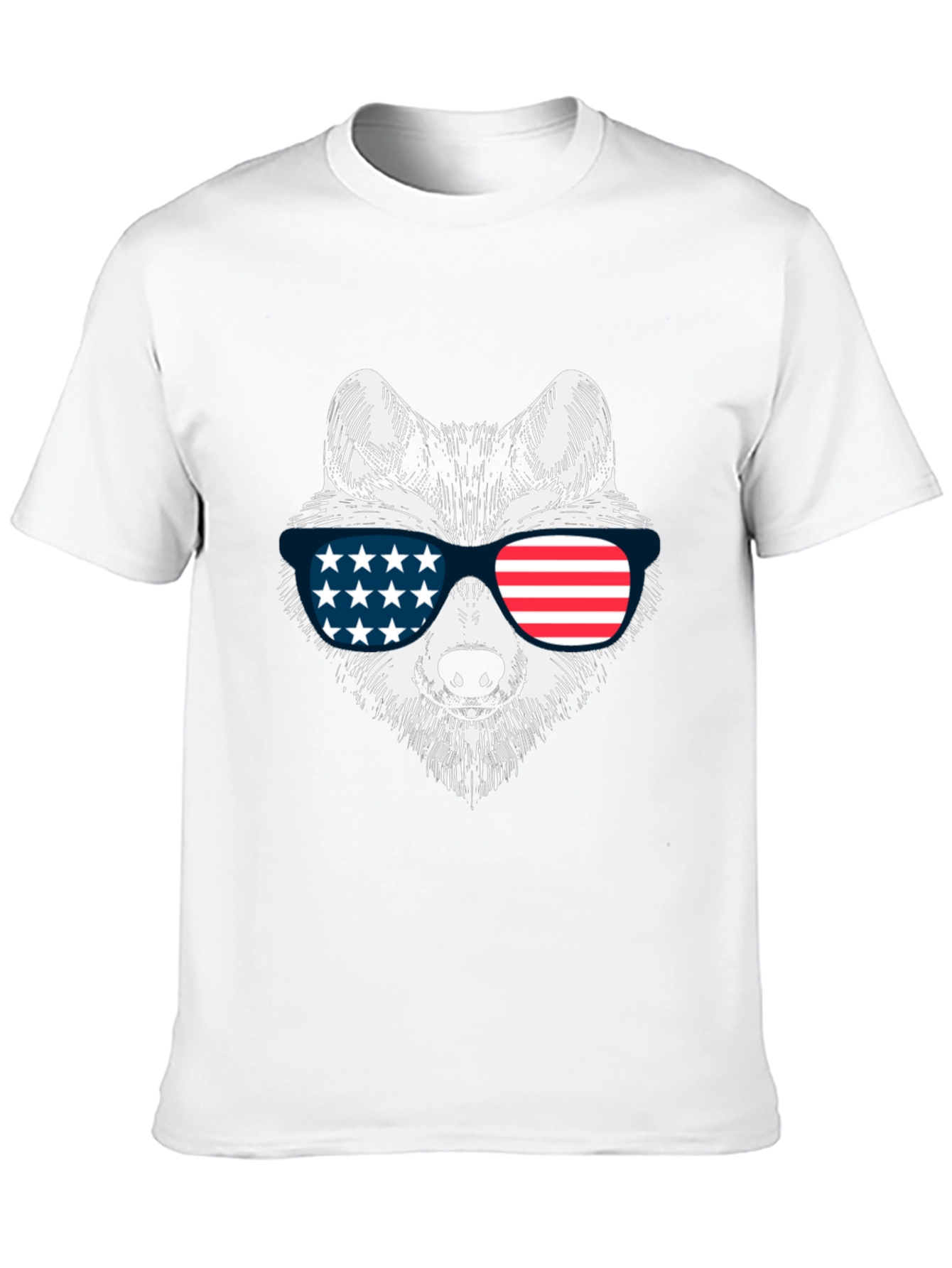 Patriotic Wolf Graphic Tee - USA Flag Sunglasses