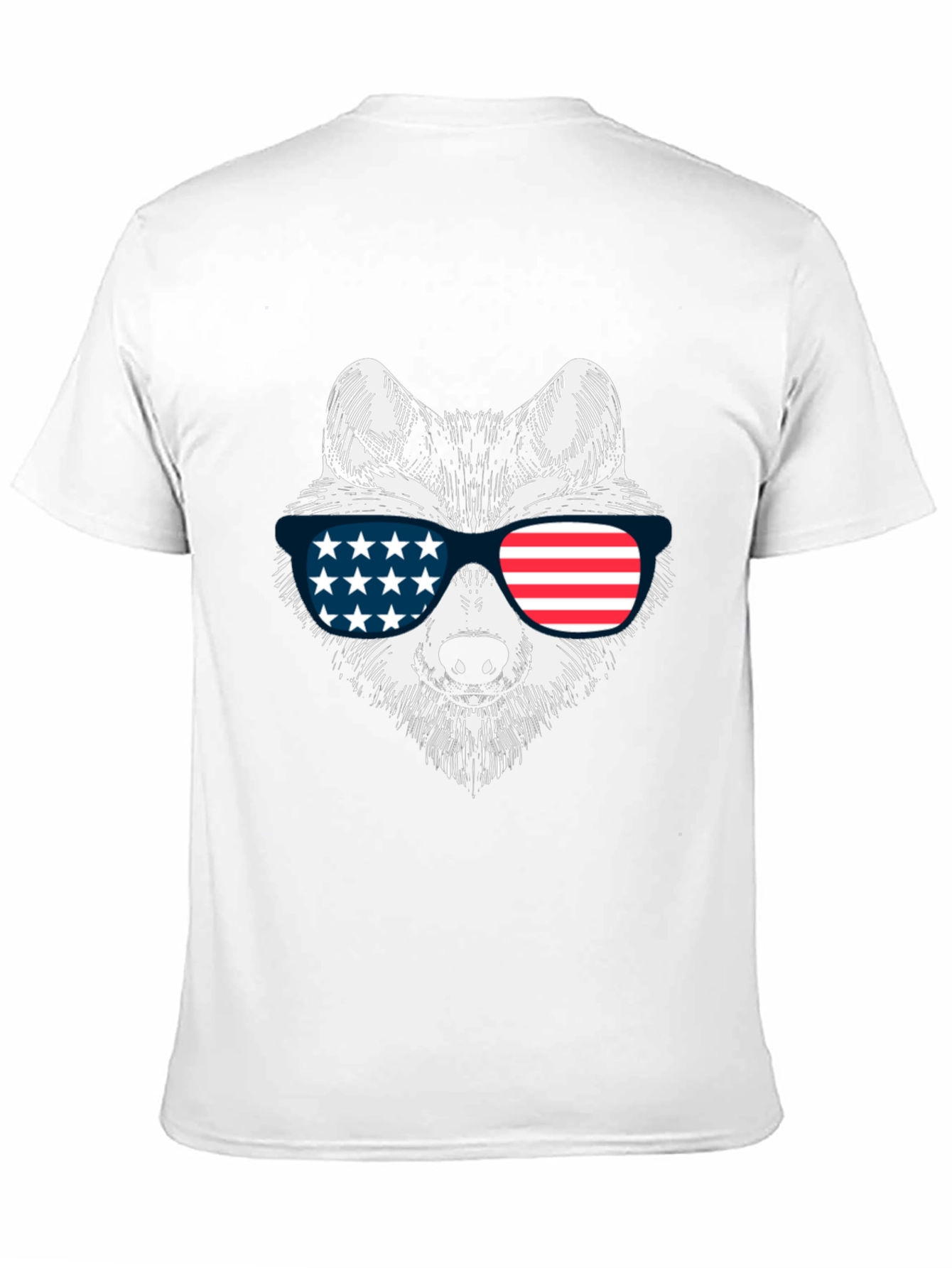 Patriotic Wolf Graphic Tee - USA Flag Sunglasses