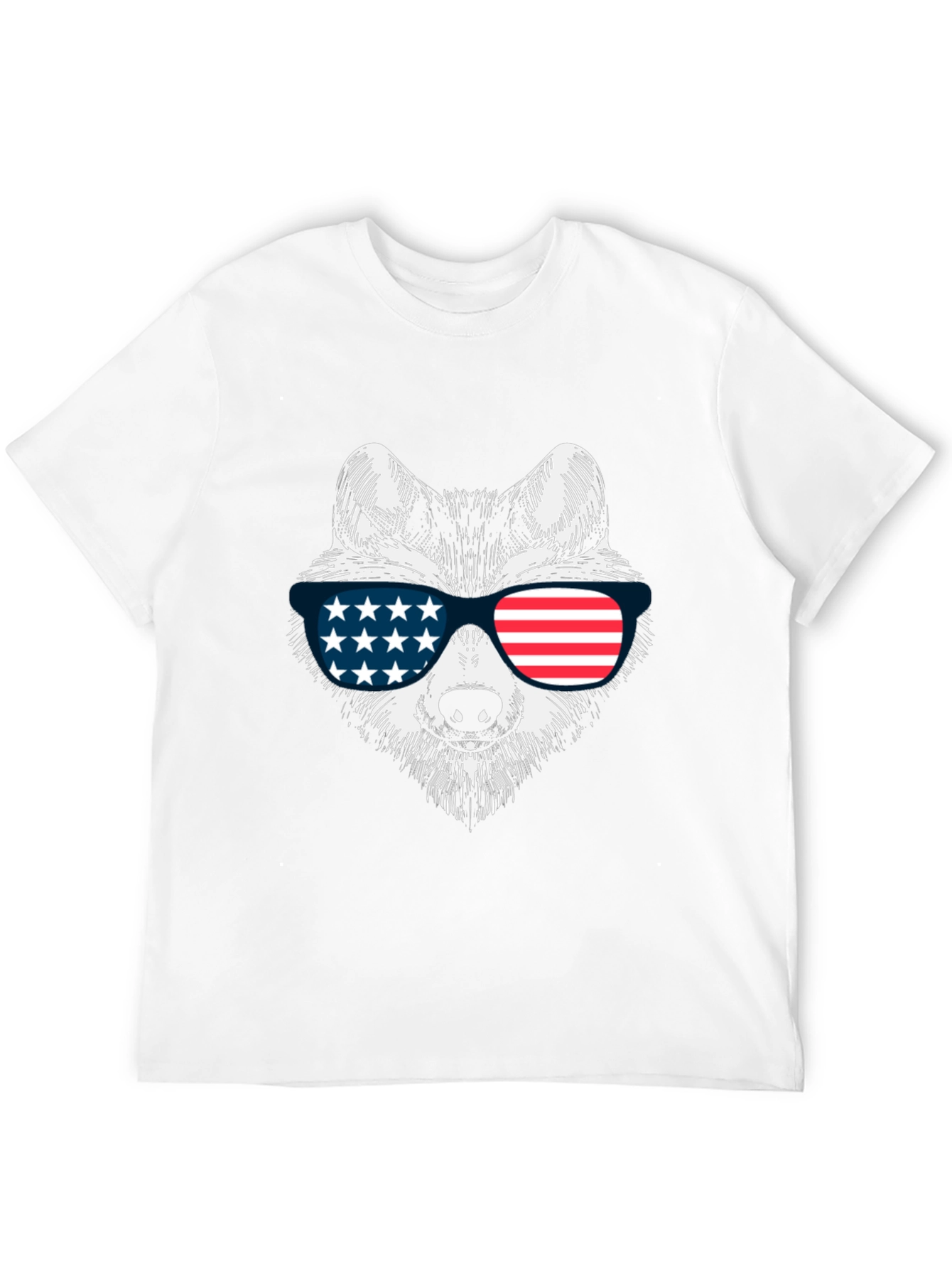 Patriotic Wolf Graphic Tee - USA Flag Sunglasses