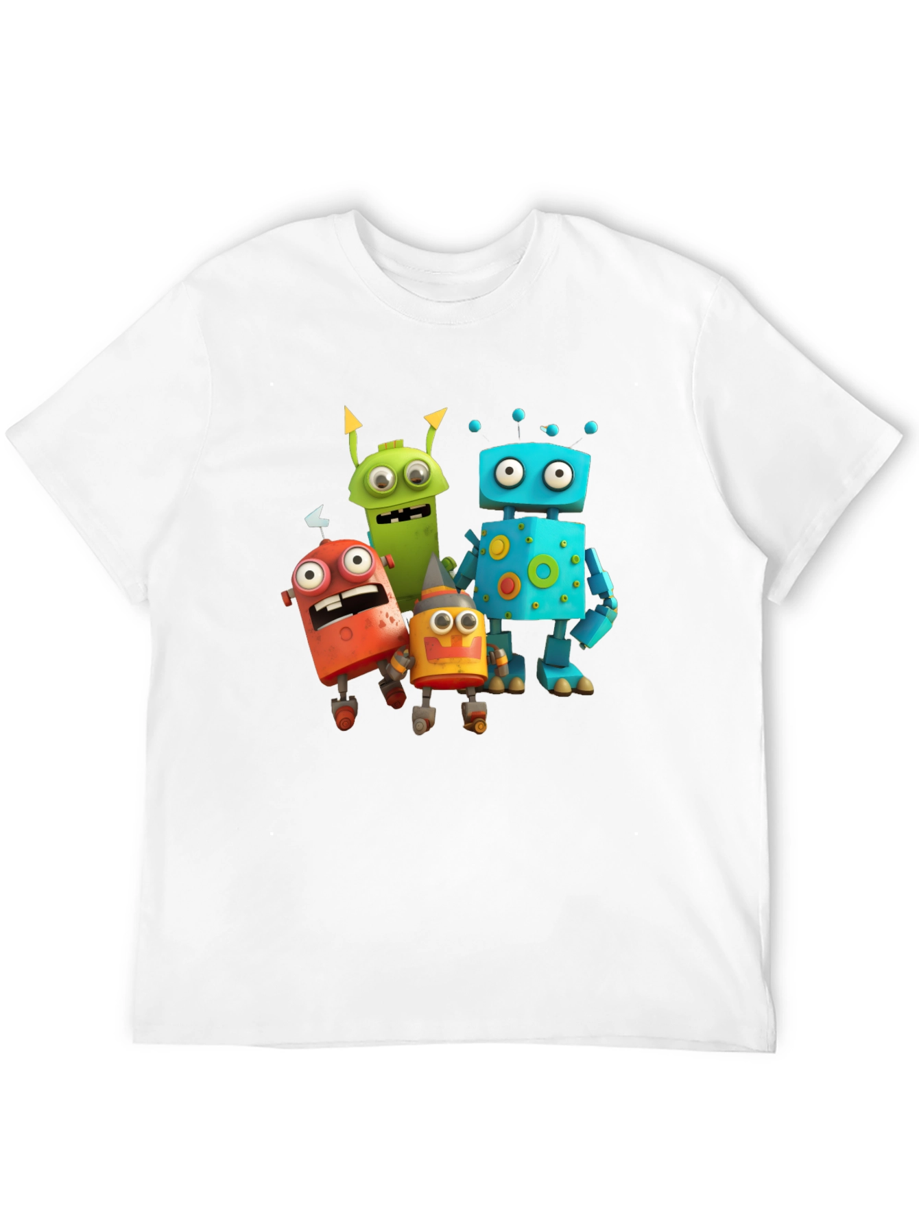 Robot Cartoon Graphic Black T-Shirt